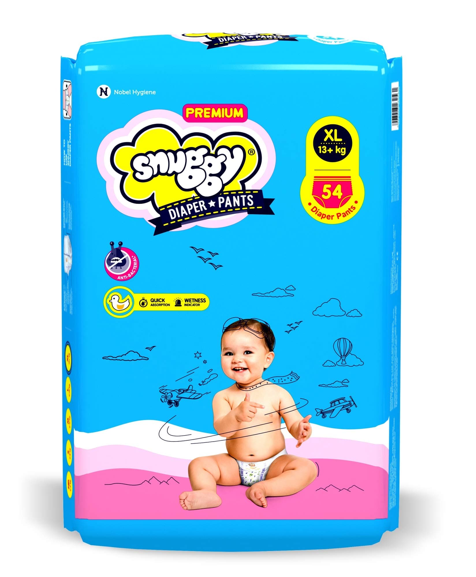 Baby Premium Diaper Pants Extra Large (Pack of 54), 13-17 kgs, Rapid Absorption, Anti - Bacterial