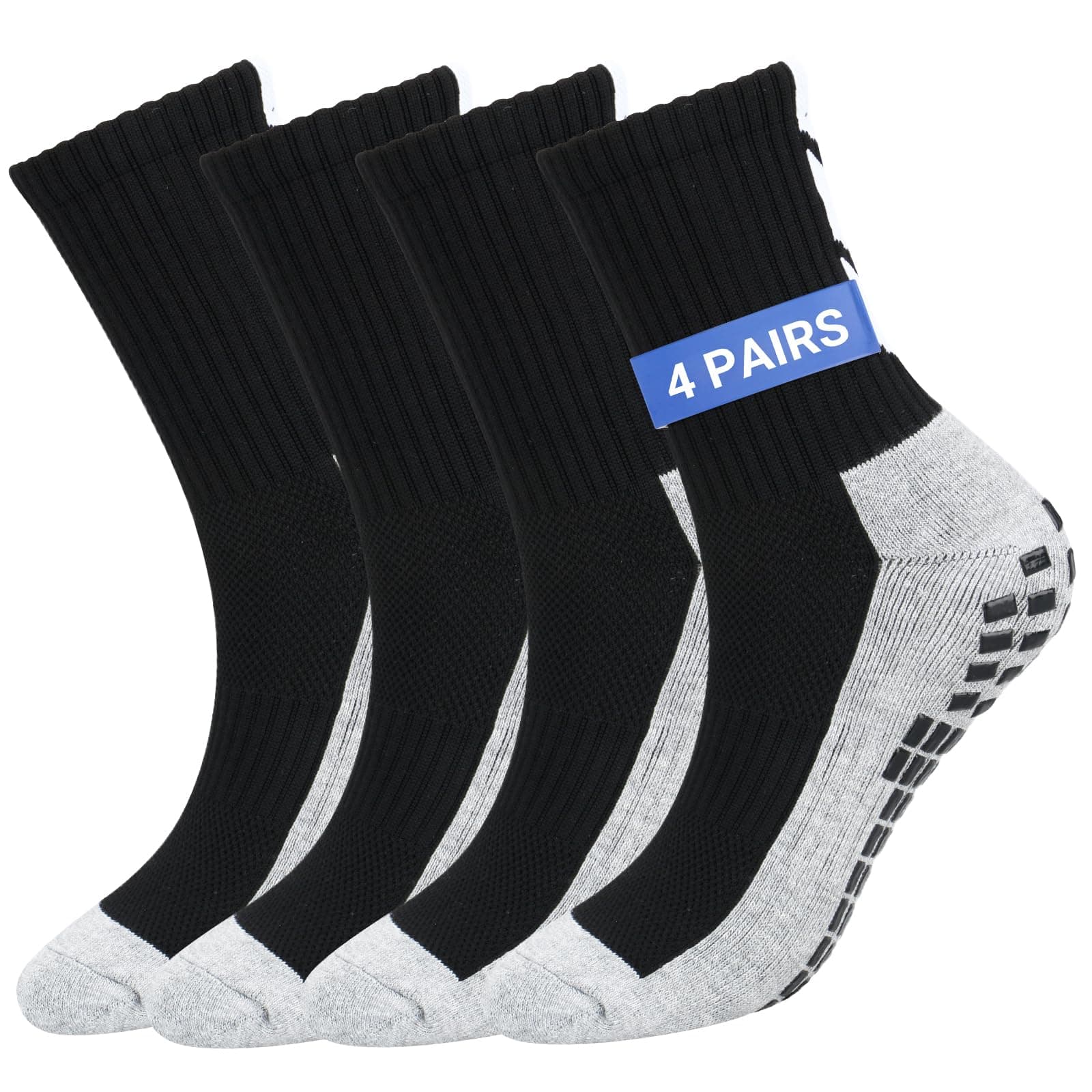 4 Pairs Grip Football Socks, Anti Slip Socks for Mens Women, Men's Running Socks Basketball Yoga Socks Athletic Sports Socks
