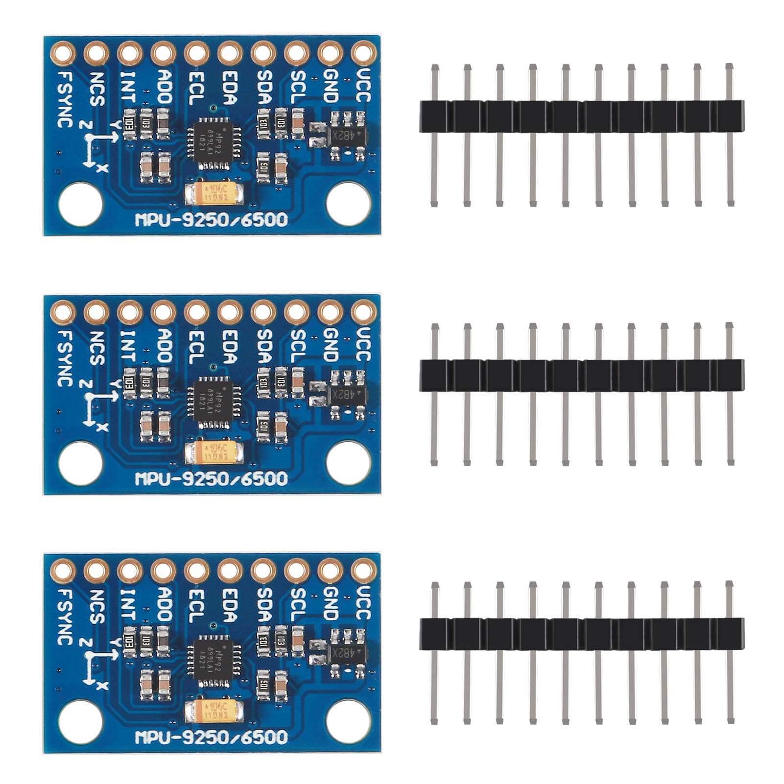 ACEIRMC 3pcs MPU9250 299DOF 9-Axis 9 DOF 16 Bit Gyroscope Acceleration Magnetic Sensor 9-Axis Attitude +Gyro+Accelerator+Compass Magnetic Field Sensor Module IIC/SPI for Arduino GY-9250