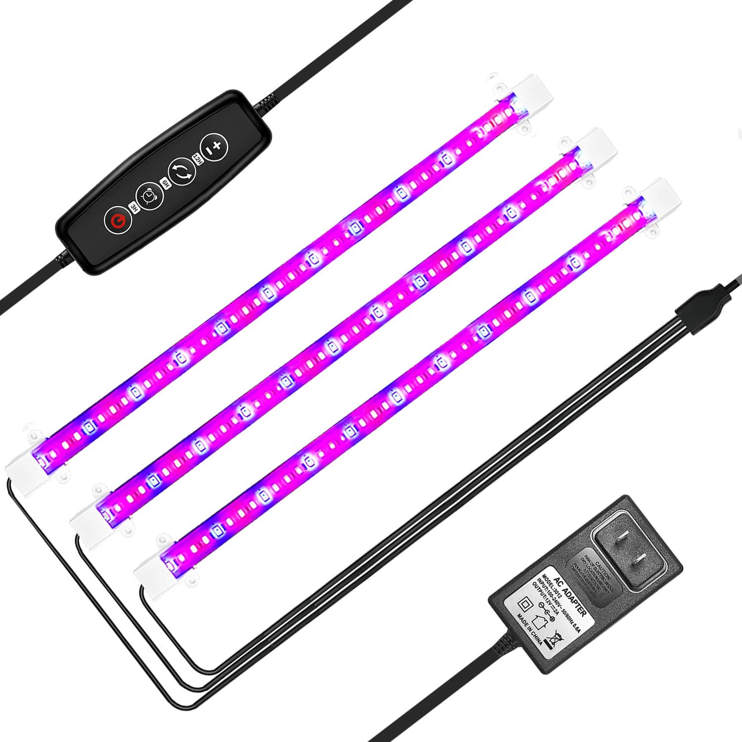 LED Grow Light Strips for Plants,Cholas 36W 132 Leds Auto ON Off Function,3/9/12H Timer 5 Dimmable Levels and 3 Switch Modes for Indoor Plants Gardening Hydroponics Greenhouse 3 Pack