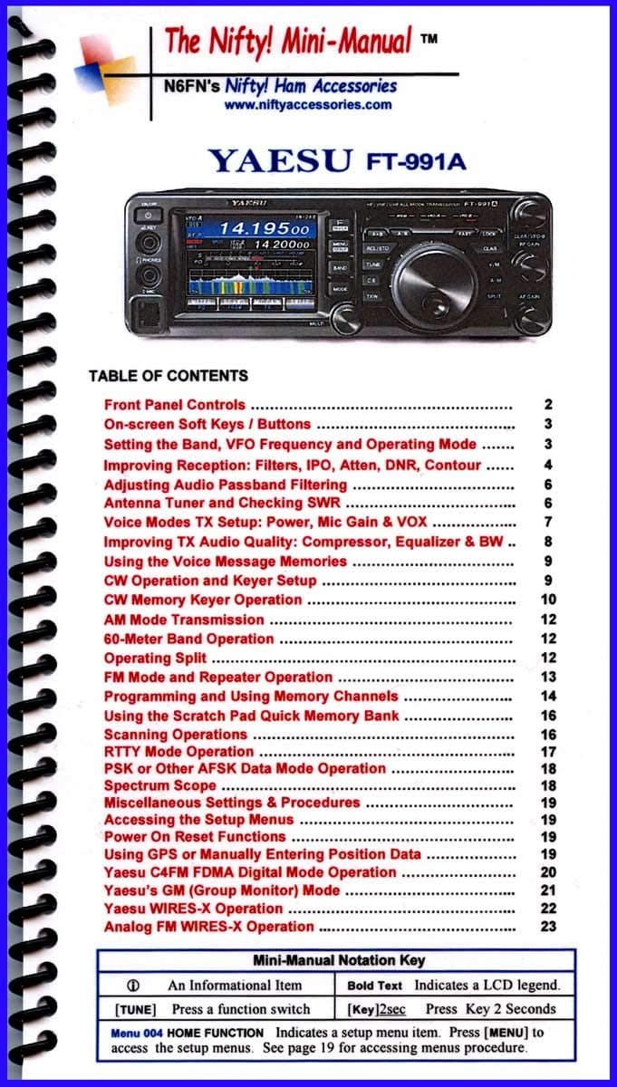 Yaesu FT-991A Mini-Manual by Nifty Accessories