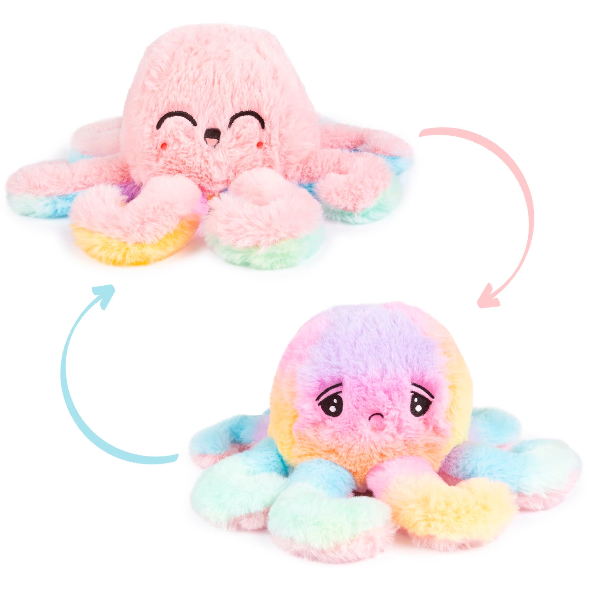 abeec Reversible Octopus Plush - Reversible Plushie - Mood Octopus - Happy Sad Octopus - Soft Toys For Girls - Flip Octopus Plush - Gifts For 9 Year Old Girls