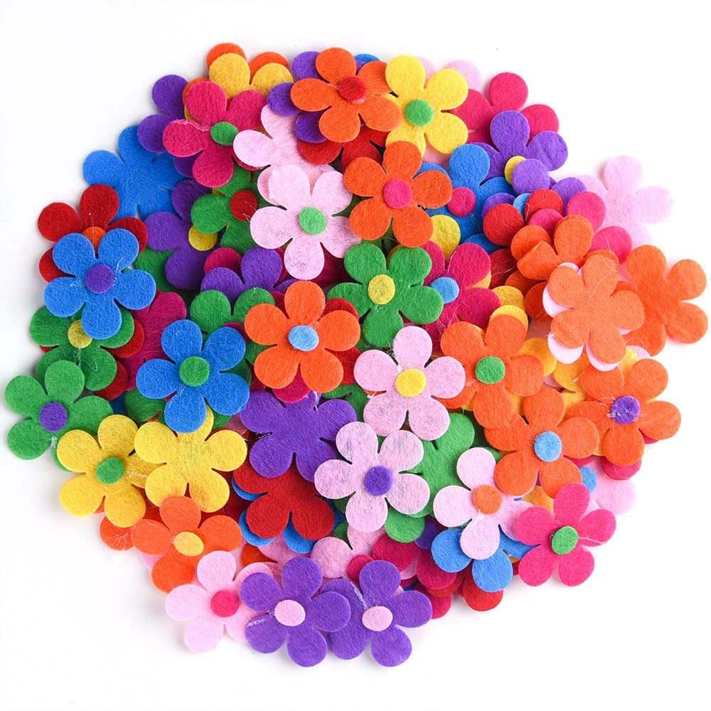 120 Pieces Felt Flowers Fabric Flower Embellishments Assorted Colors for DIY Crafts