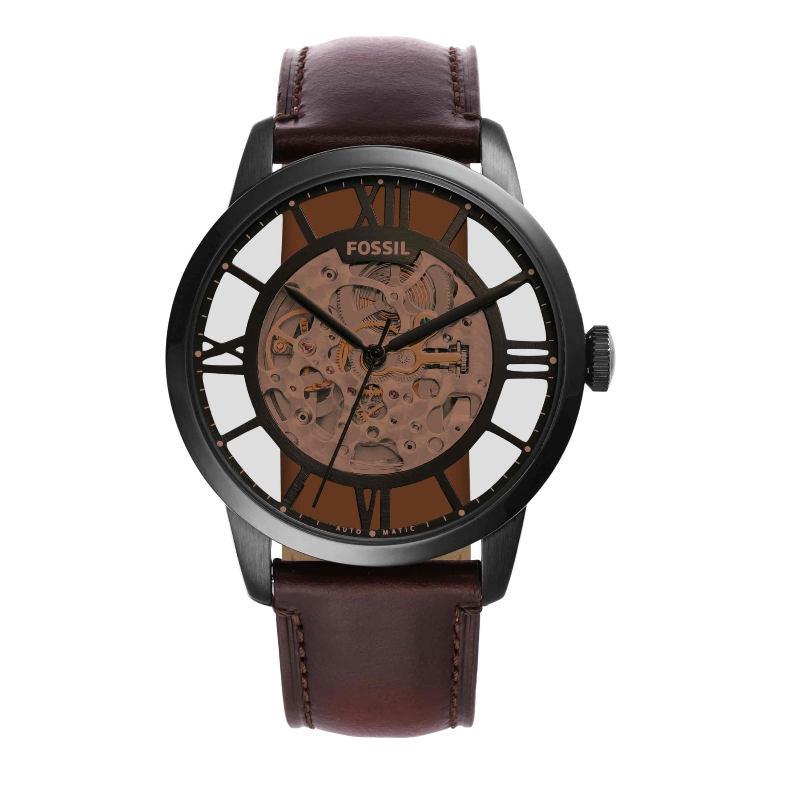 Fossil Men's Townsman ME3098 Brown Leather Automatic Self Wind Fashion Watch