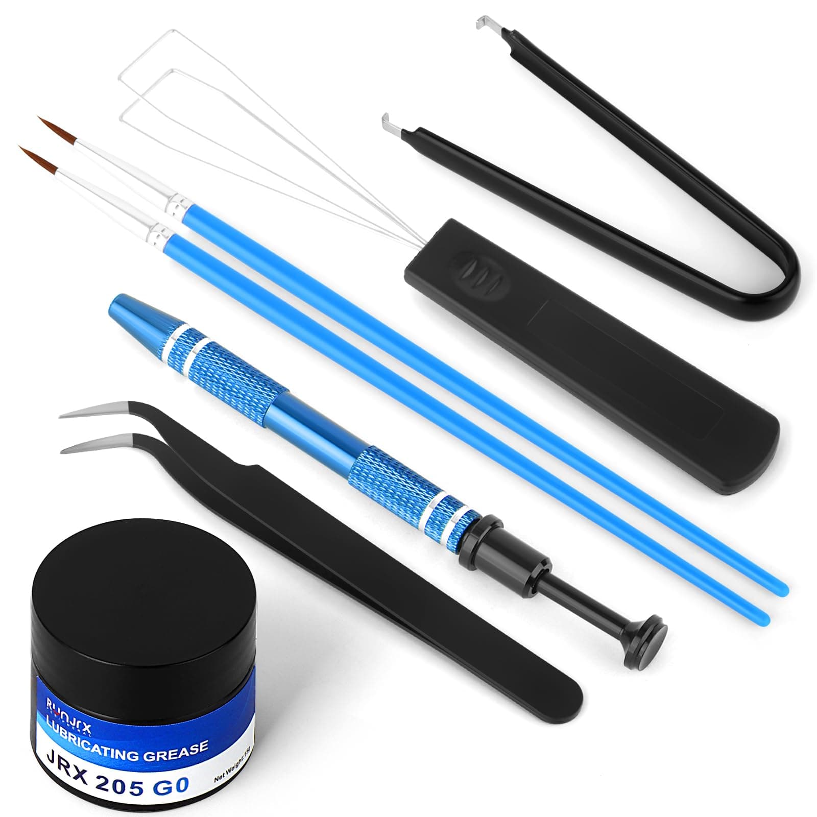 YIMAGUJRX RUNJRX Keyboard Lube Kit JRX 205G0 0.53oz/15g for Mechanical Keyboard Switch Lube, Keyboard Removal Tool with Keycap Puller,Switch Puller,Tweezers(6 Pcs)