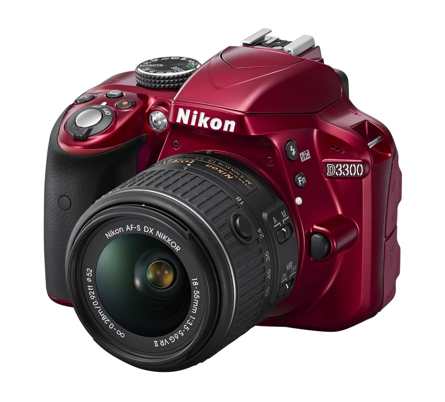 Nikon D3300 24.2 MP CMOS Digital SLR with Auto Focus-S DX NIKKOR 18-55mm f/3.5-5.6G VR II Zoom Lens (Red)(Renewed)