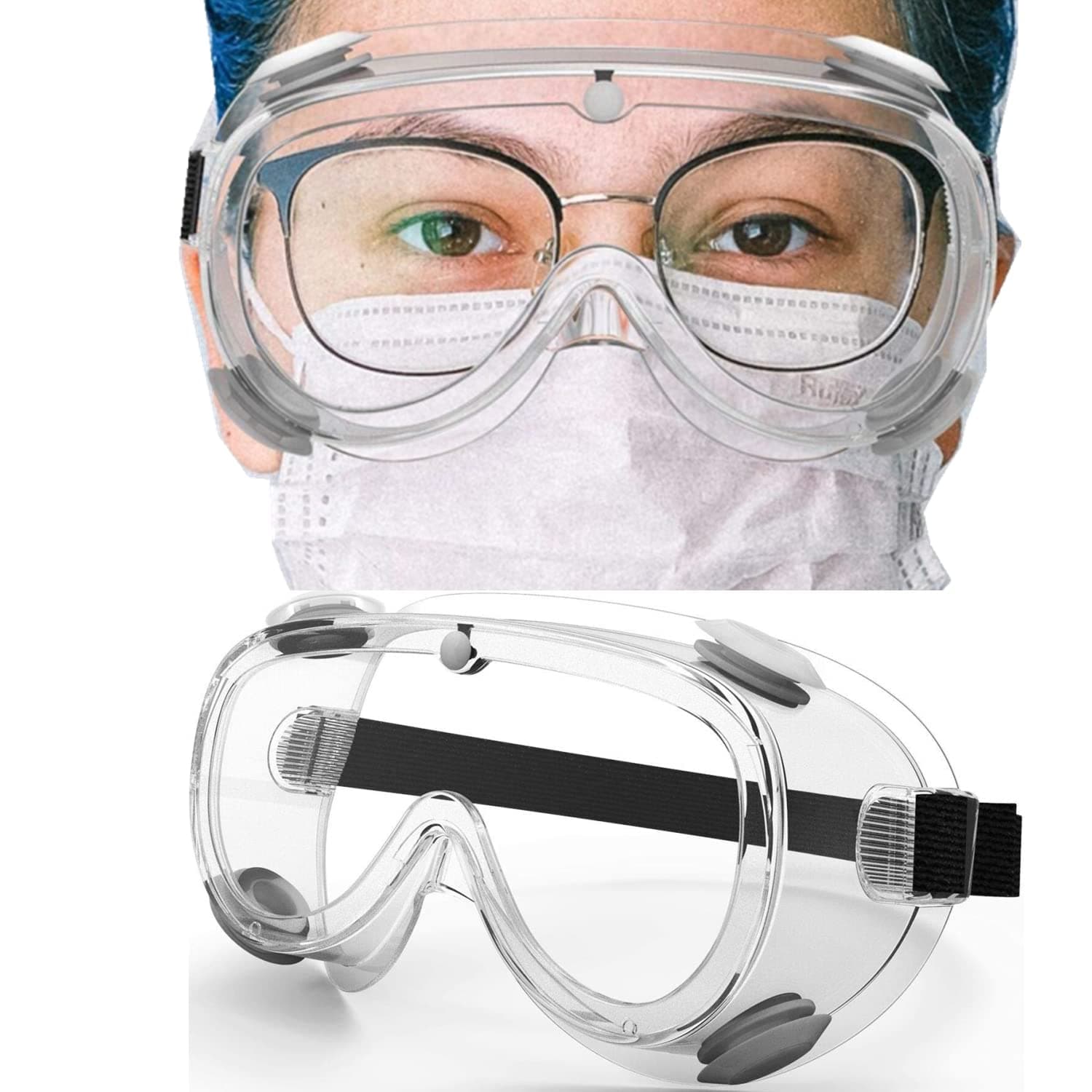 Safety Goggles with Anti-fog Lens, Industrial Clear Safety glasses, Protection Eyeglasses FA-03
