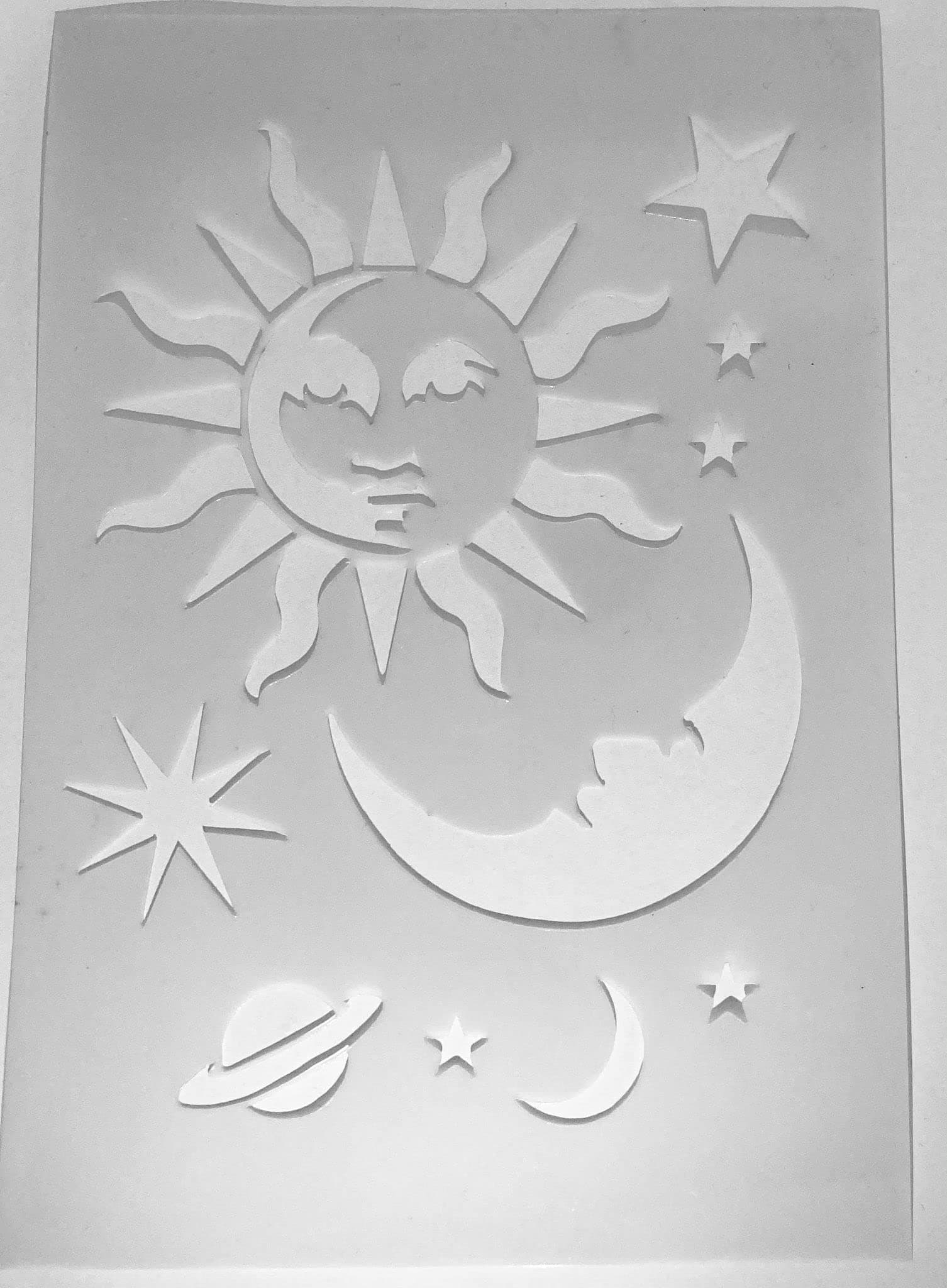 Large Space Themed Plastic Stencil Sheets for Greeting Card Making/Wall Border/face Painting Moon Stars Sun Planet