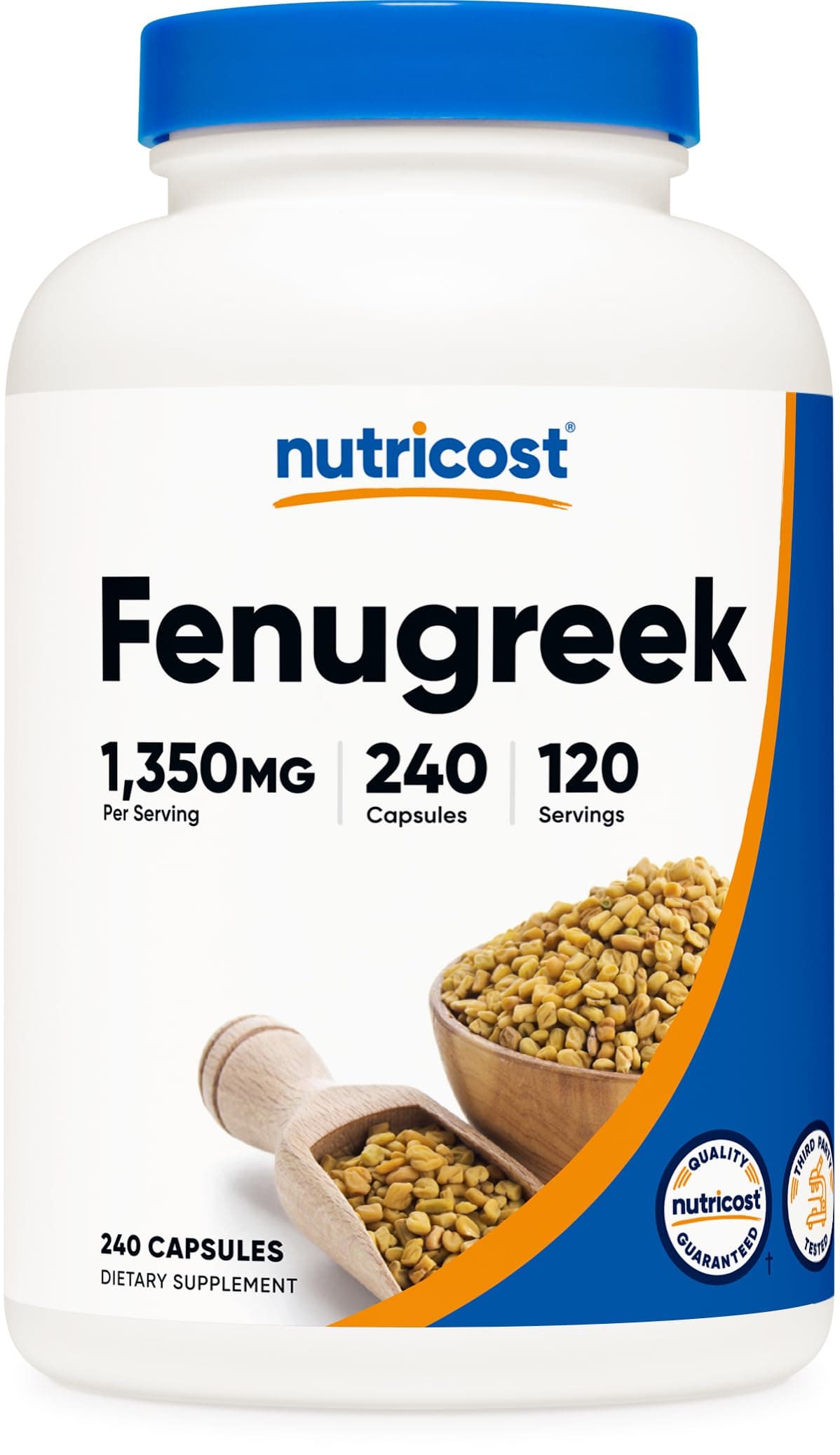 Fenugreek Seed 1350mg, 240 Capsules - Gluten Free, Non-GMO, 675mg Per Capsule