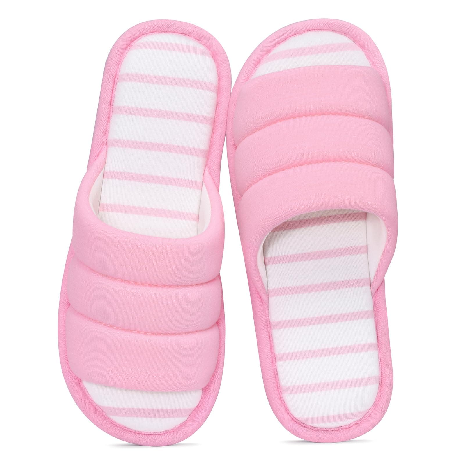 shevalues Open Toe House Slippers for Women Men Soft Cotton Indoor Shoes Memory Foam Slip On bedroom Slippers