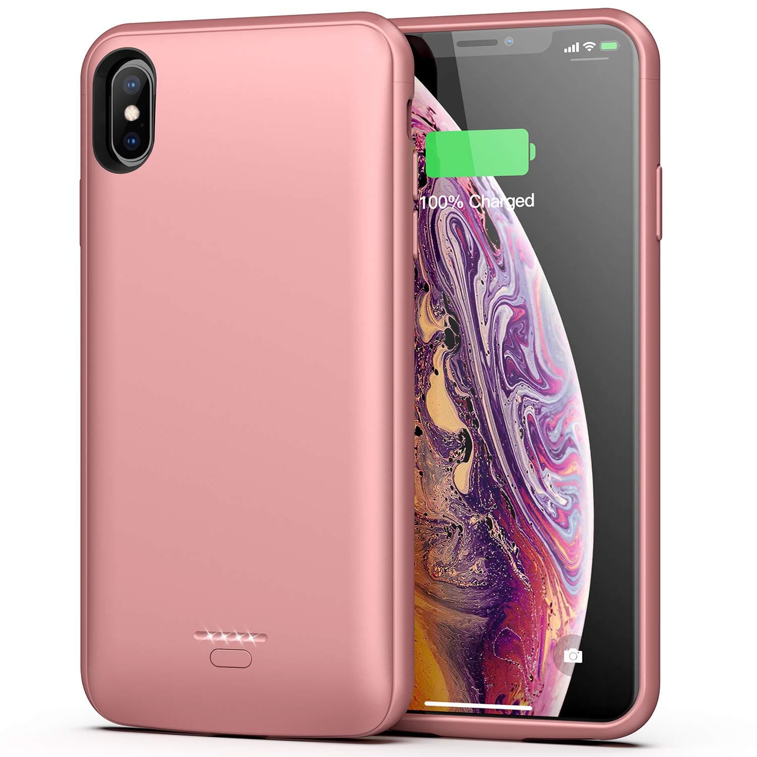Lonlif Battery Case for iPhone Xs Max, 5000mAh Portable Protective Charging Case Compatible with iPhone Xs Max (6.5 inch) Rechargeable Extended Battery Charger Case (Rose Gold)