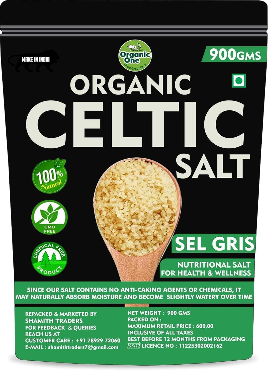 Organic Celtic Sea Salt 900g – French Sel Gris Unrefined, Mineral-Rich Natural Sea Salt for Cooking & Seasoning – No Additives