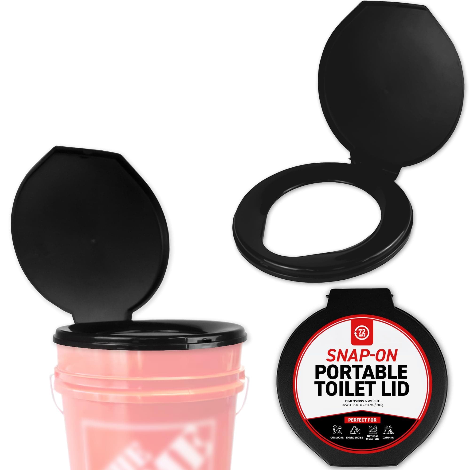72 HRS Premium Portable Camping Toilet Seat with Lid for 5 Gallon Buckets, Outdoor Camping, Hiking, Emergencies - Perfect for Emergency Preparedness, Backcountry, Car, Boat, Road Trips (No Bucket)