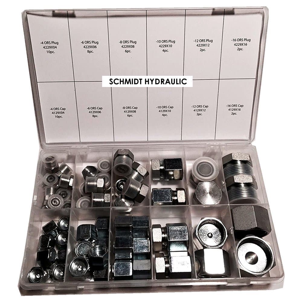 Schmidt Hydraulic 64 Pcs Lot Brand New ORFS O-Ring ORS Plug & Cap Flat Face Hydraulic Fitting Seal Kit Set