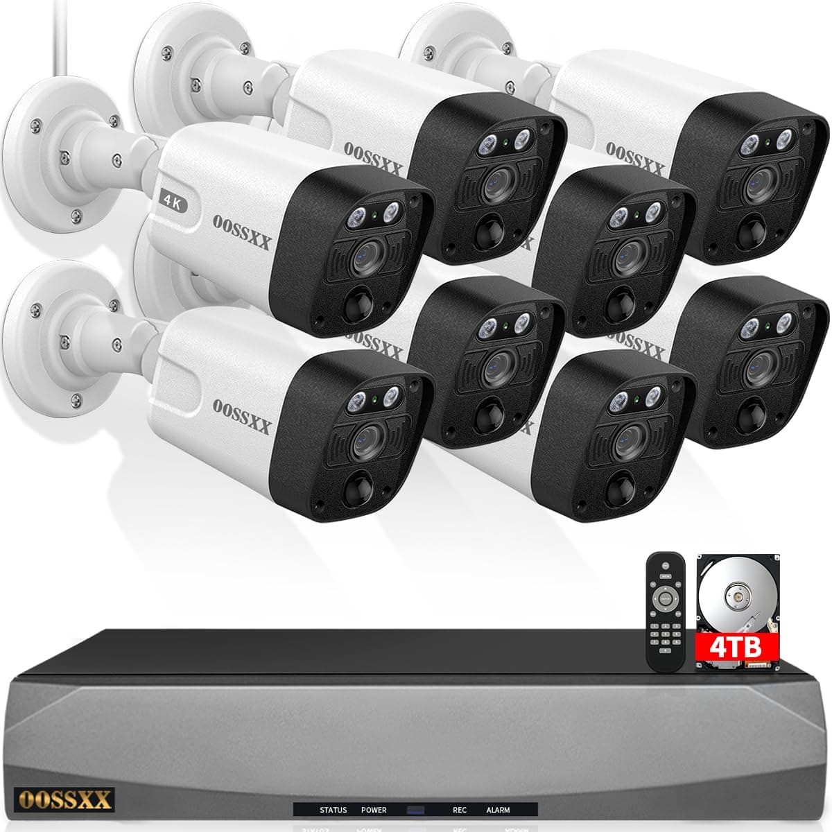 OOSSXX Wired Outdoor Security Camera System Video Surveillance Cameras System