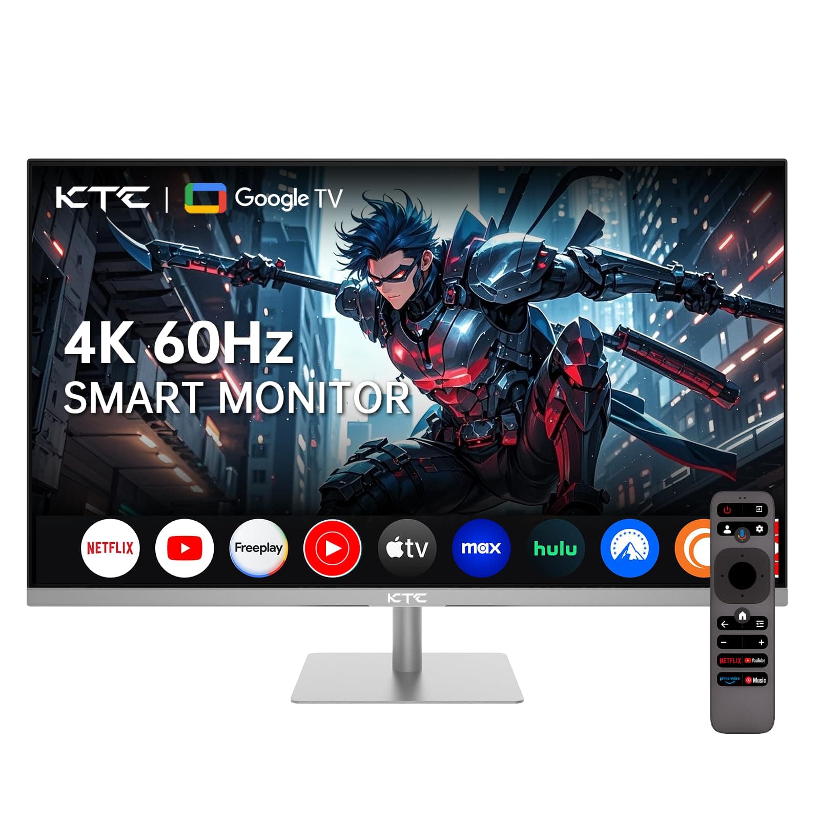 KTC 32 Inch 4K Smart Monitor with Google TV System 3840 * 2160P Netflix Licensed Type C 65W PD Speakers 5W*2 Dolby Audio Hey Google Voice Remote HDR WiFi Bluetooth VESA Tiltable 32 in Smart TV