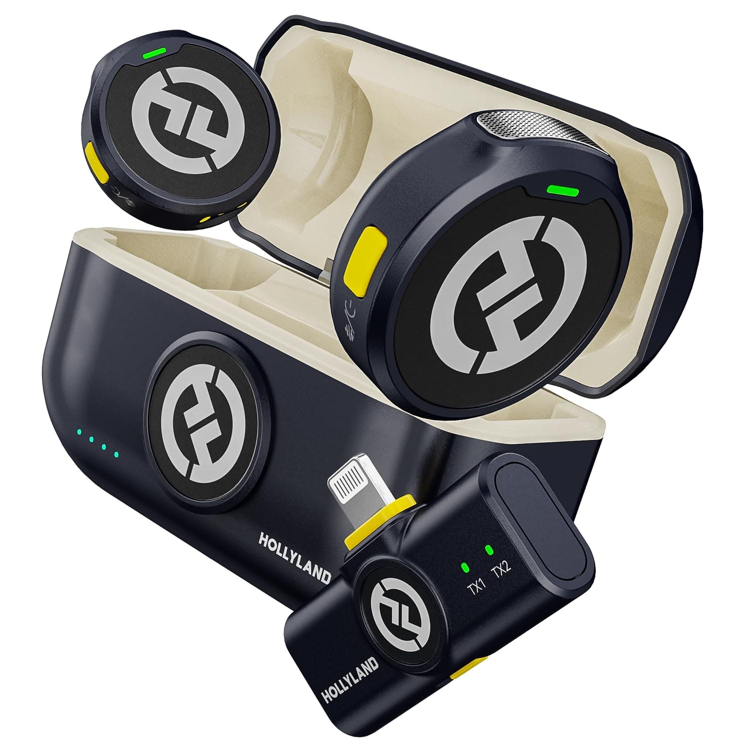 Hollyland Lark M2 Lighting Wireless Microphone - Pin Microphone - Lightweight 9g - 48Khz/24Bit-Lighting Series Microphone for iPhone - Noise Cancelling - 300m Transmission Distance - Vlog Photography (Black)