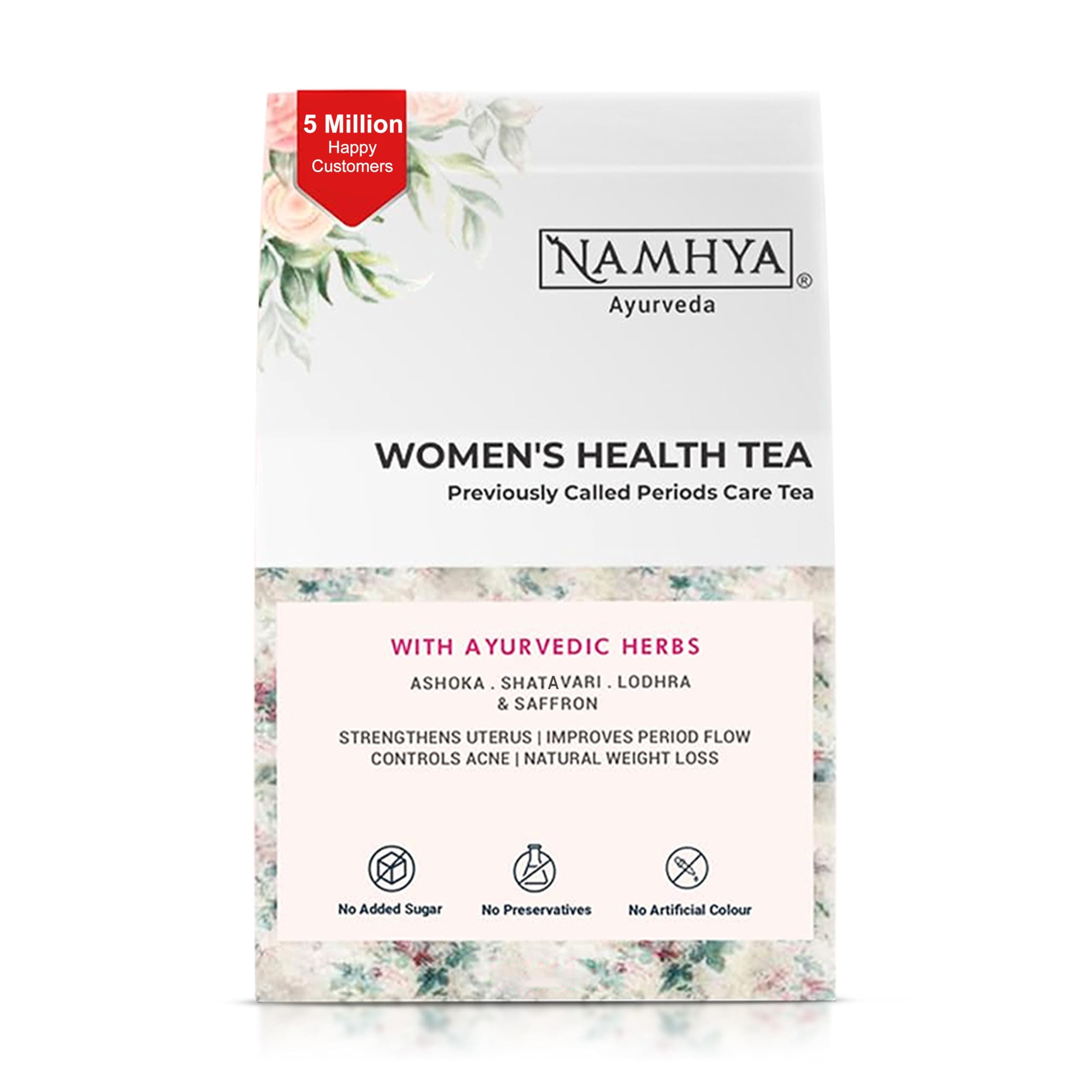 NAMHYA PCOS PCOD Green Tea (with Shatavari, Ashoka) with Natural Ayurvedic Herbs for Harmonal Balance and Better Period Cycle 3.53 oz (100 Grams) (Unflavoured) (Unflavoured)