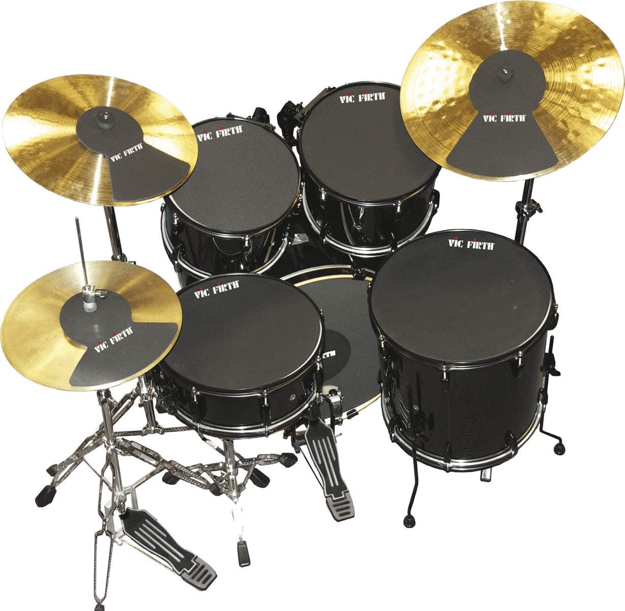 Vic Firth 22 Inch Fusion Drum And Cymbal Mute Pad Set: 10”, 12”, 14”(X2), 22" Drum Pads Plus Hi-Hat And 2 X Cymbal Pads