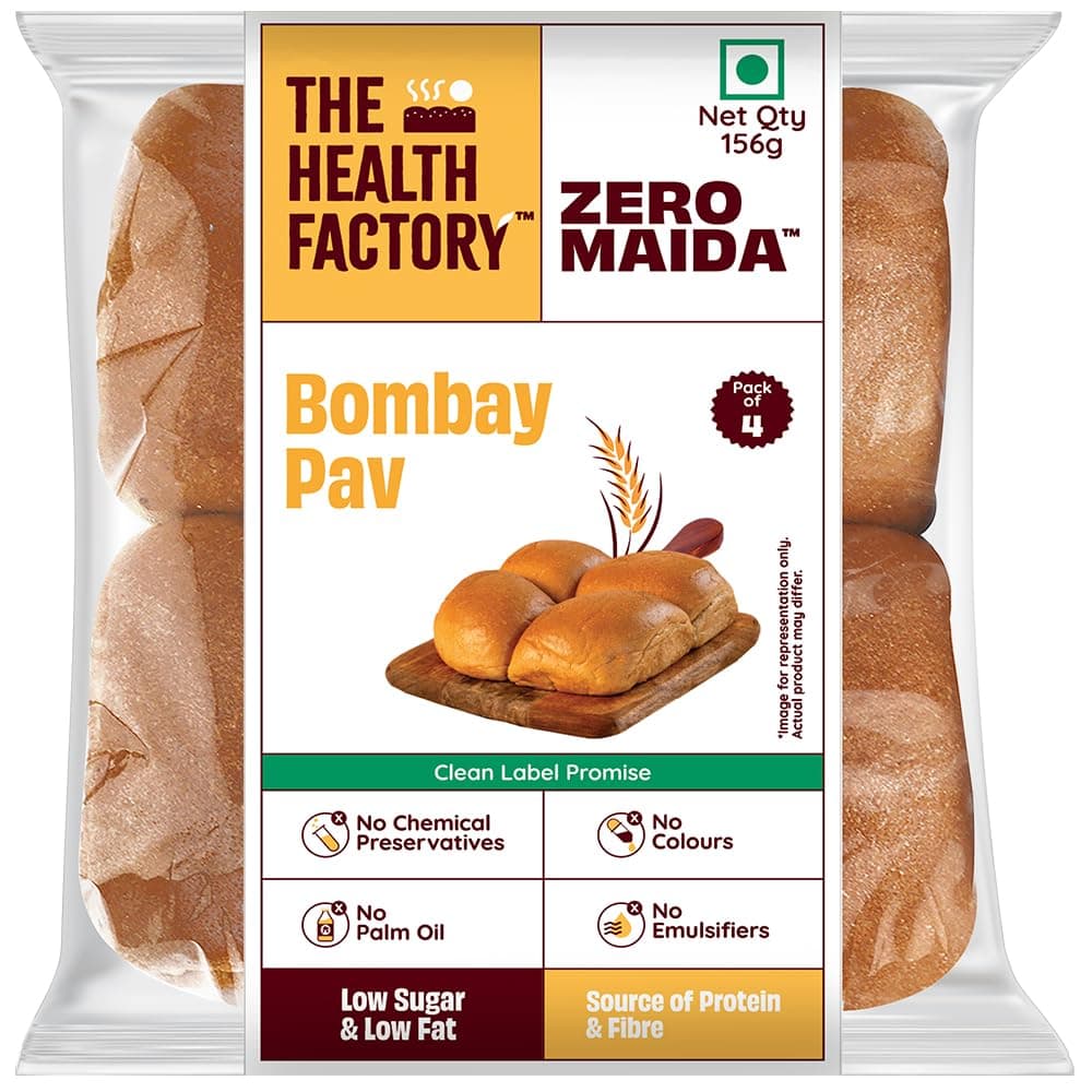 The Health Factory Zero Maida Bombay Pav 156g | Clean Label, Not Brown
