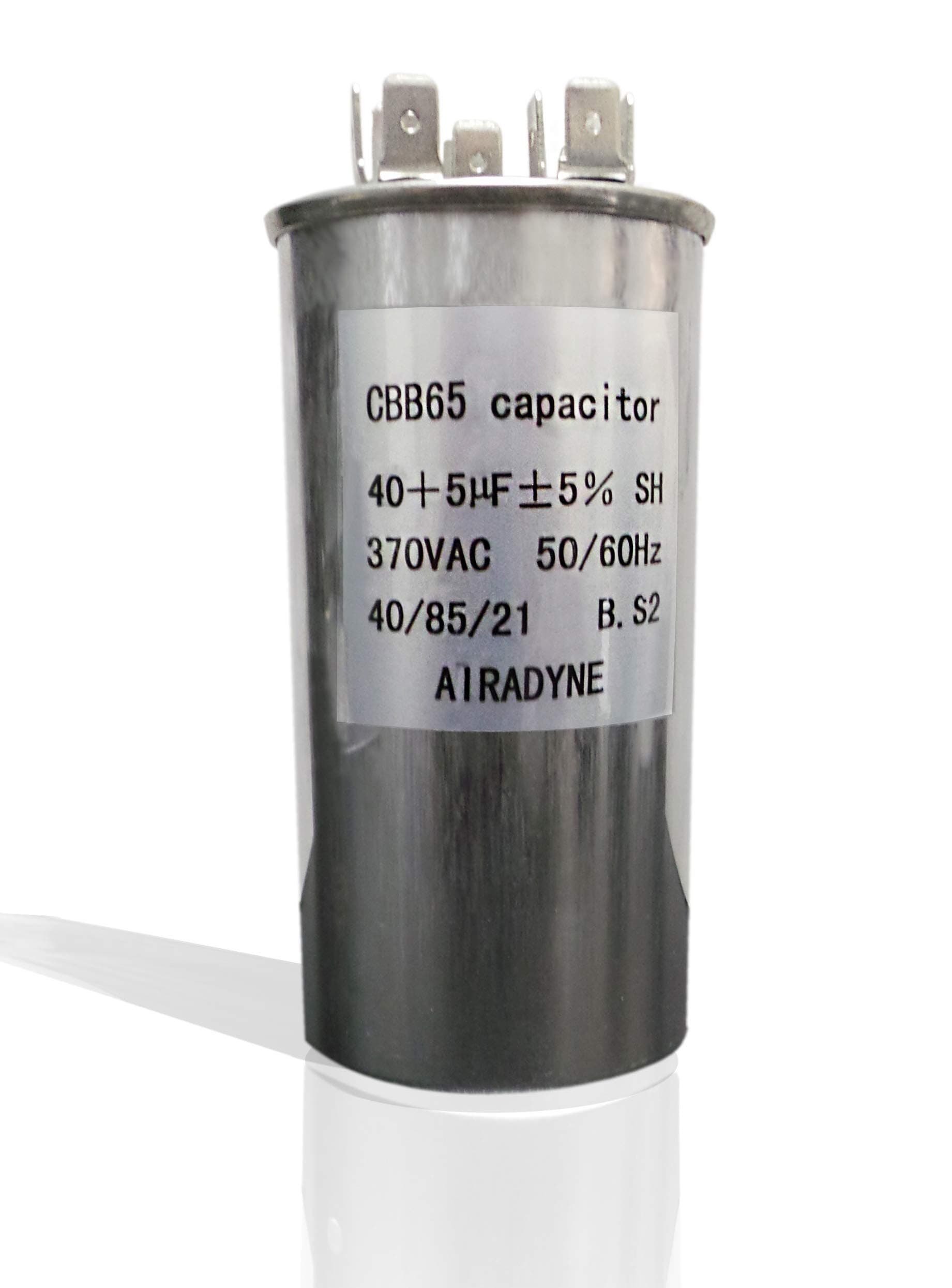 CBB65 Motor Run Capacitor, 40+5 uF +5%, 370VAC, 50/60Hz, 40/85/21, RU CSA VDE CE Certified