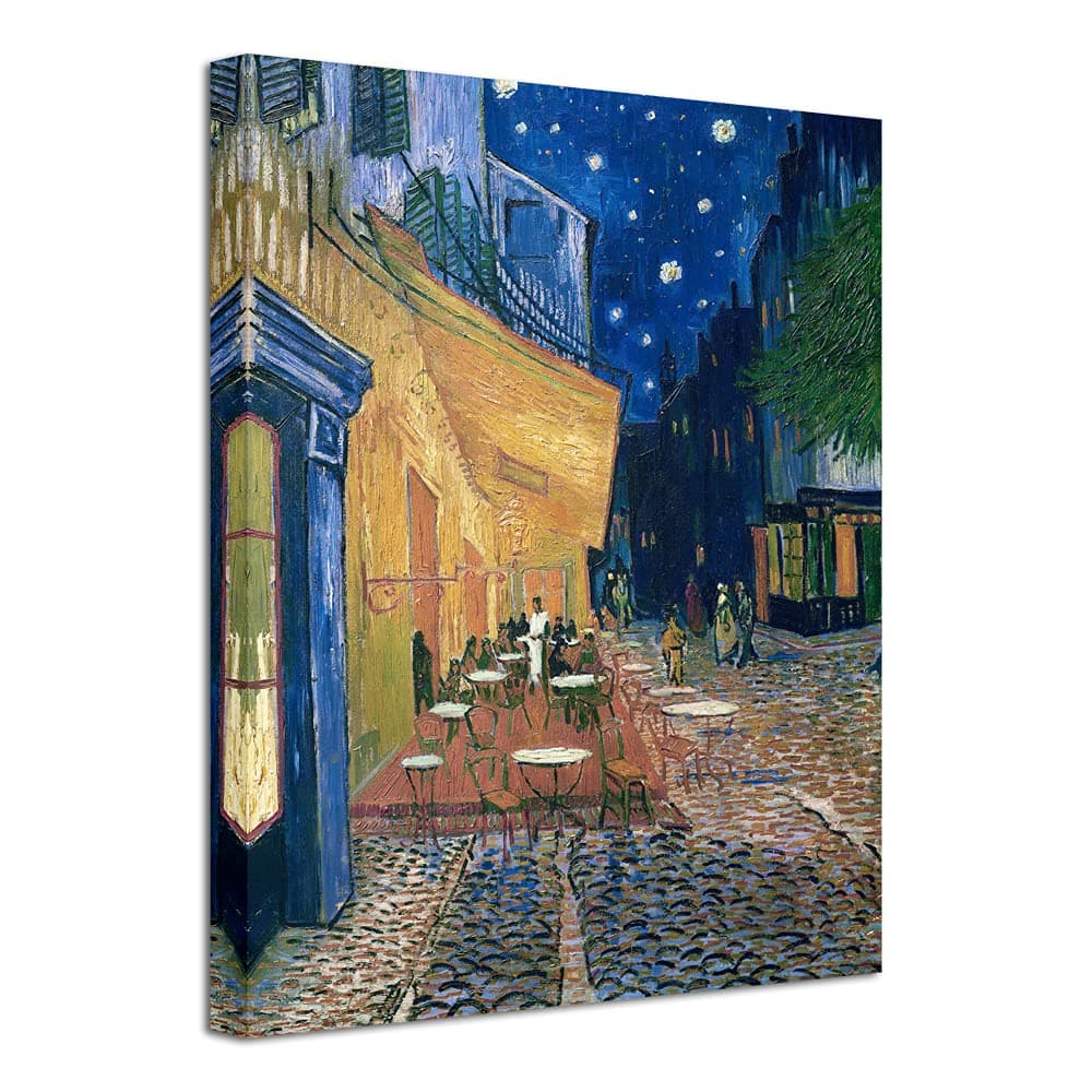 Wieco Art Cafe Terrace at Night Modern Stretched and Framed Giclee Canvas Prints Van Gogh Oil Paintings Reproduction Cityscape Picture on Canvas Wall Art Ready to Hang for Bedroom Home Decor