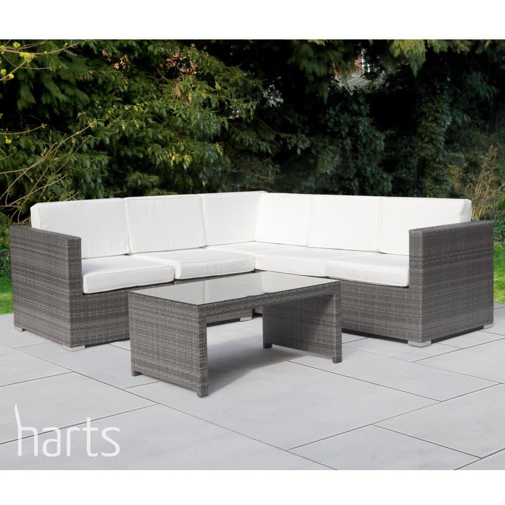 Harts Large Comfortable Corner Rattan sofa Garden Patio Furniture Outdoor & Indoor (Grey 218 x 218cm)