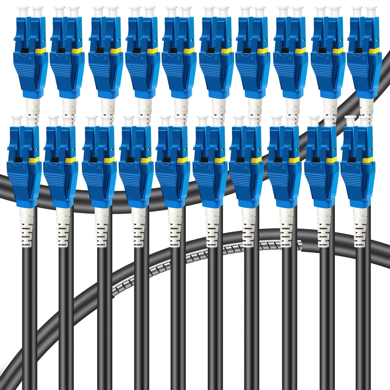 30ft (10 Meters) Uniboot LC to LC Outdoor Armored Fiber Patch Cable, Single Mode Duplex Fiber Optic Cable Jumper Optical Patch Cord, 9/125um, (OS1/OS2 Compatible), Low Friction LSZH Black