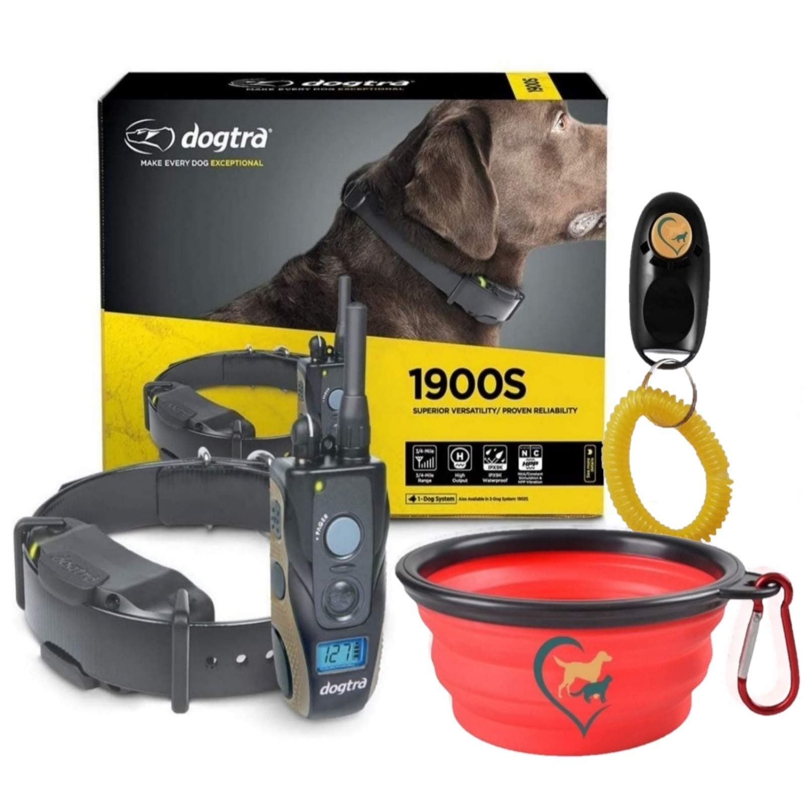 Dogtra 1900S Rechargeable Dog Training Collar - 3/4 Mile Range - Waterproof - Adjustable Levels for Dogs