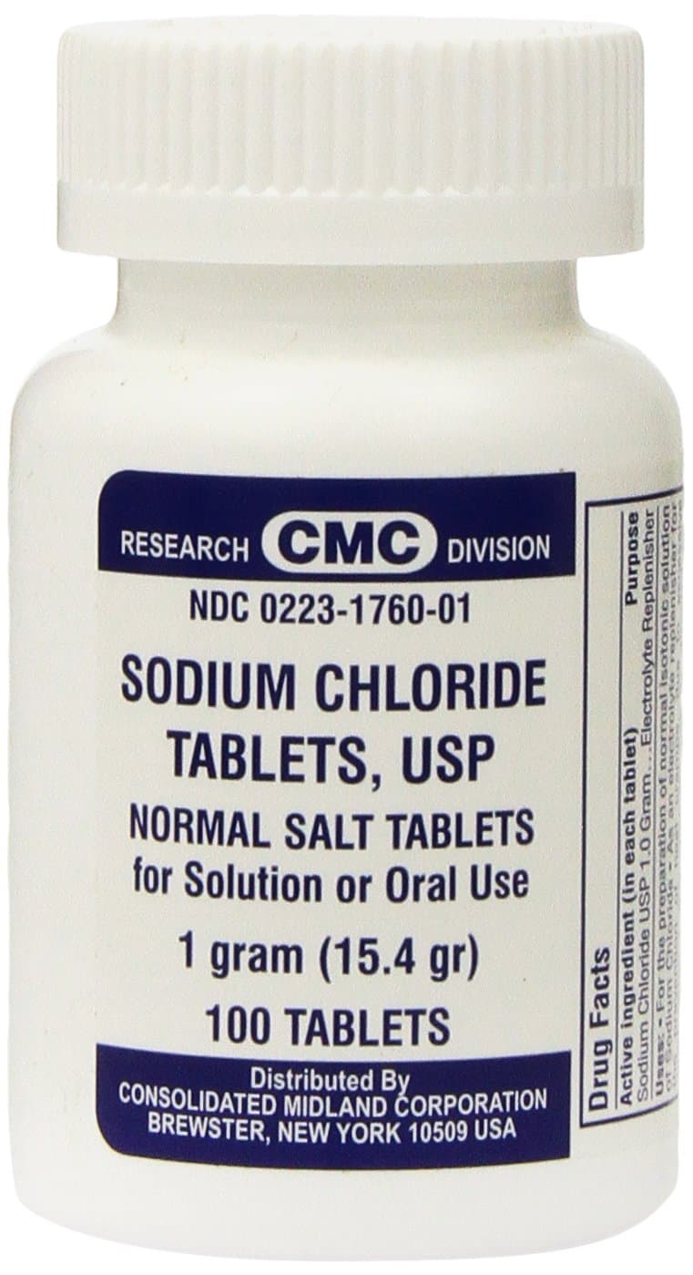ZEYUMEE Sodium Chloride Tablets 1 Gm, USP Normal Salt Tablets - 100 Tablets (Pack of 3)