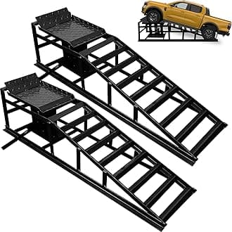 Hydraulic Car Ramps 5T (11000lbs) 2PCS Heavy Duty Vehicle Lift Ramps Lift Height 10.2"-15" Portable and Reliable for Home Garage Use (Black, 45.3" L x 10.2" W x 15" H)
