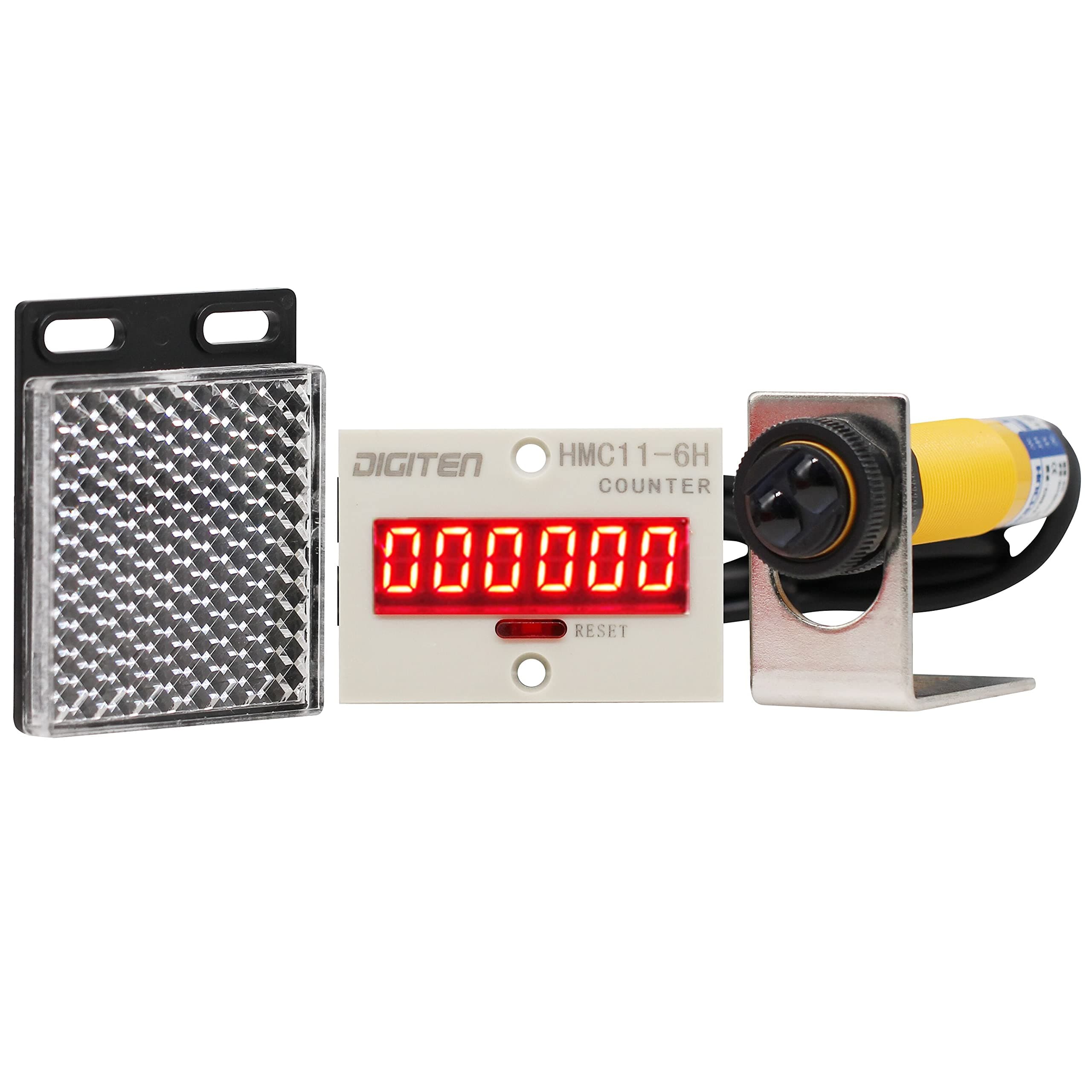 DIGITEN 0-999999 12-24VDC Digital LED Counter +PhotoElectric Switch Sensor +Reflector Automatic Conveyor Belting