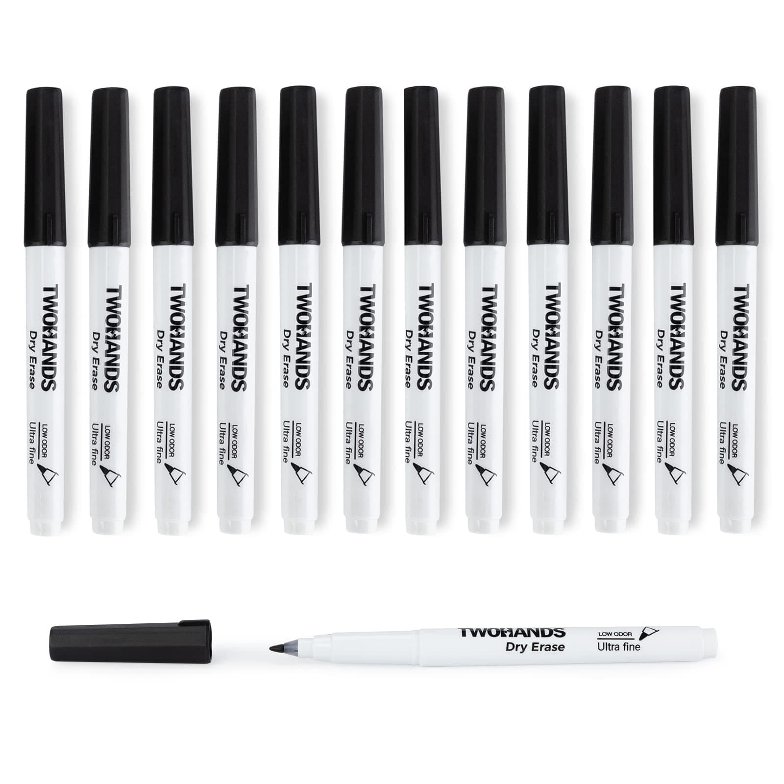 Dry Erase Markers Ultra Fine Tip 0.7mm,Low Odor,Extra Fine Point,Black,Whiteboard Pens for Office,Home,or Planning Whiteboard,12 Count,20536