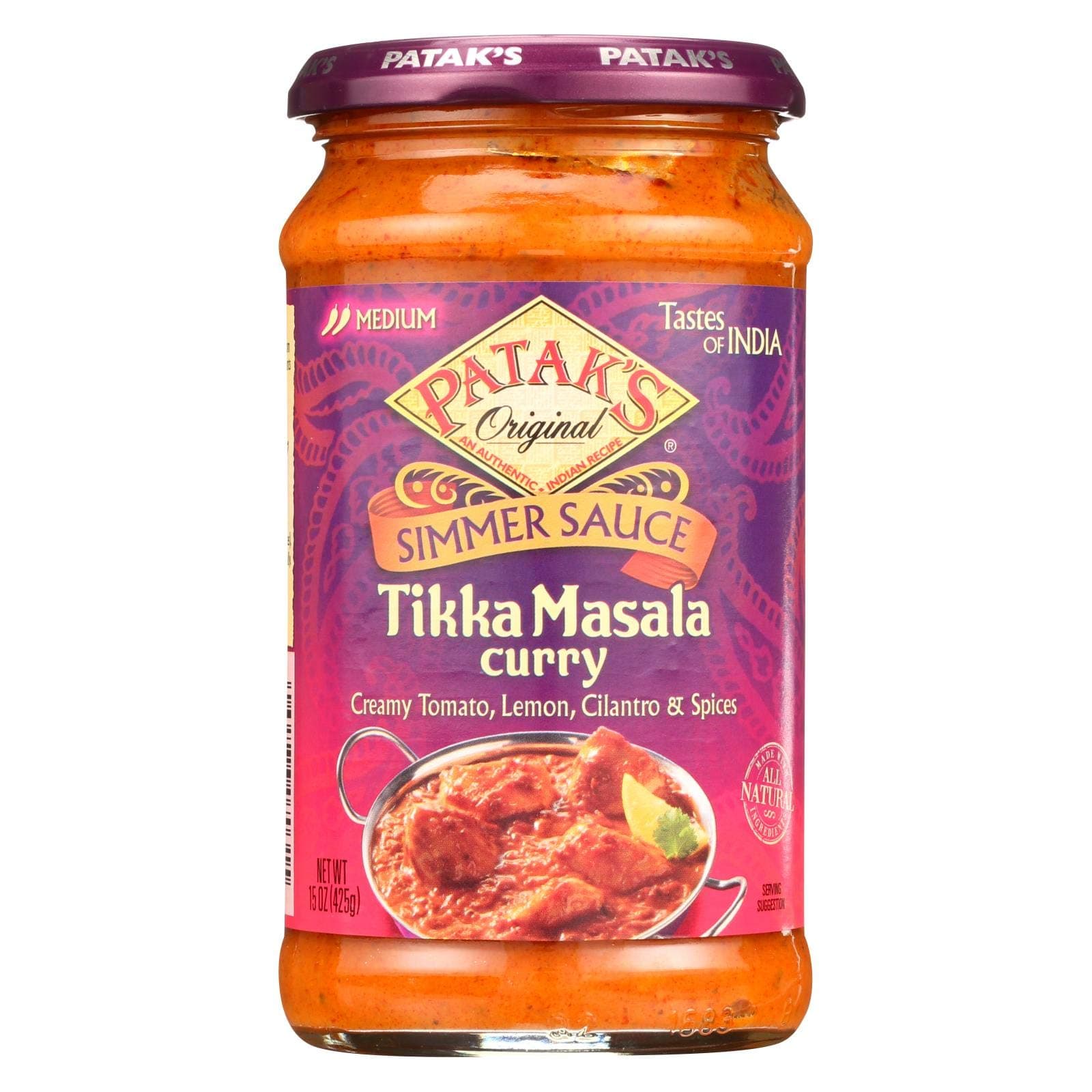 Tikka Masala Curry Cooking Sauce, Medium, 15-Ounce Glass Jars (Pack of 6)