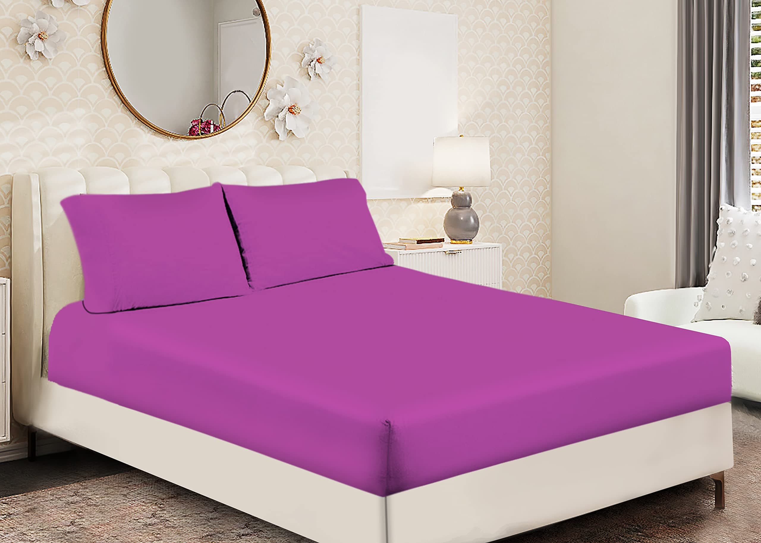 Bunk Bed 200TC 100% Egyptian Cotton Bunk Bed Fitted Sheet 2ft 6" (76cmx191cm) Caravan Campervan - Small Single Bed (Bunk Bed Fitted Sheet, Fuchsia)