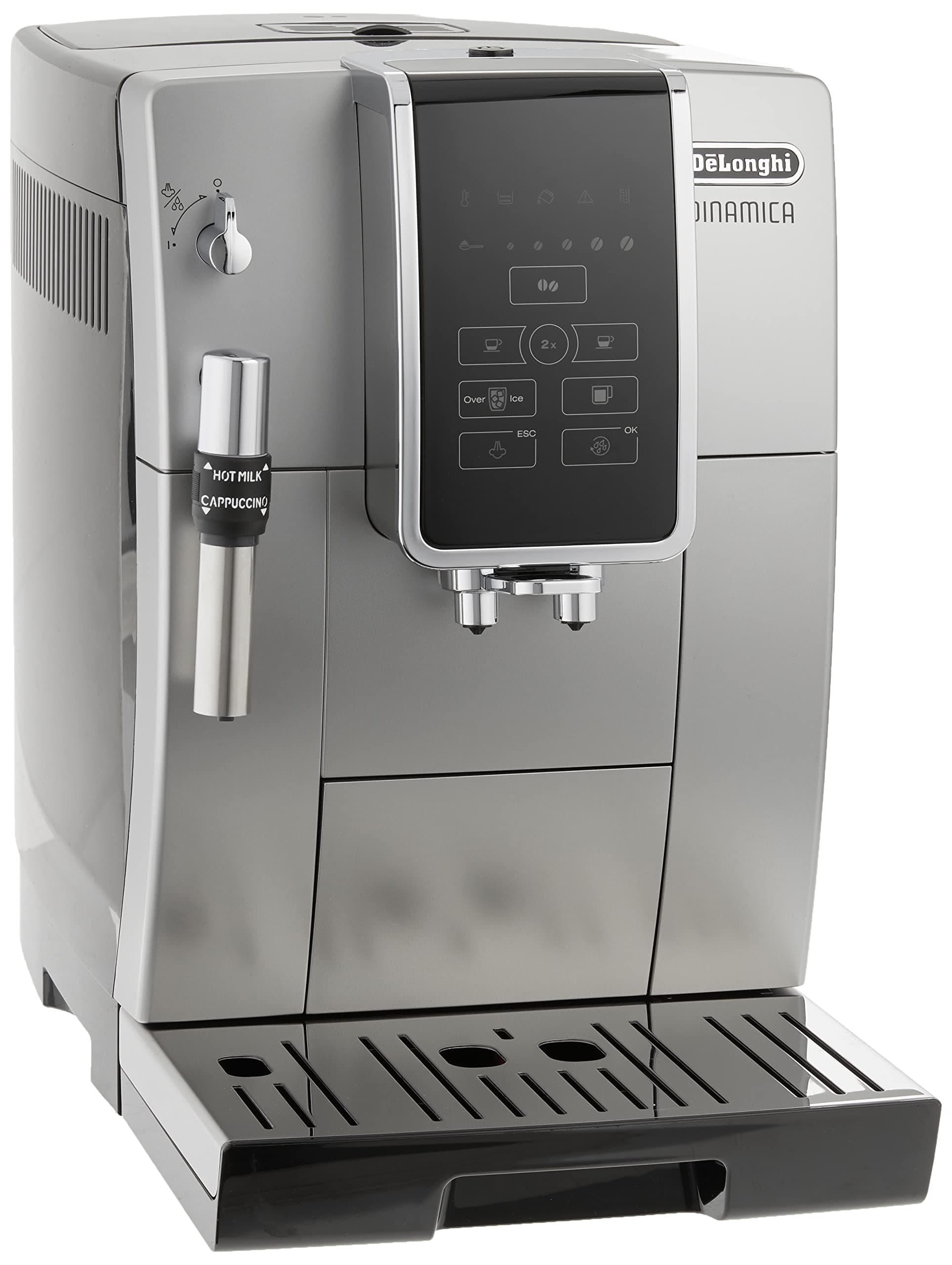 De'Longhi America Dinamica Fully Automatic Coffee and Espresso Machine with Premium Adjustable Frother, Stainless Steel, ECAM35025SB