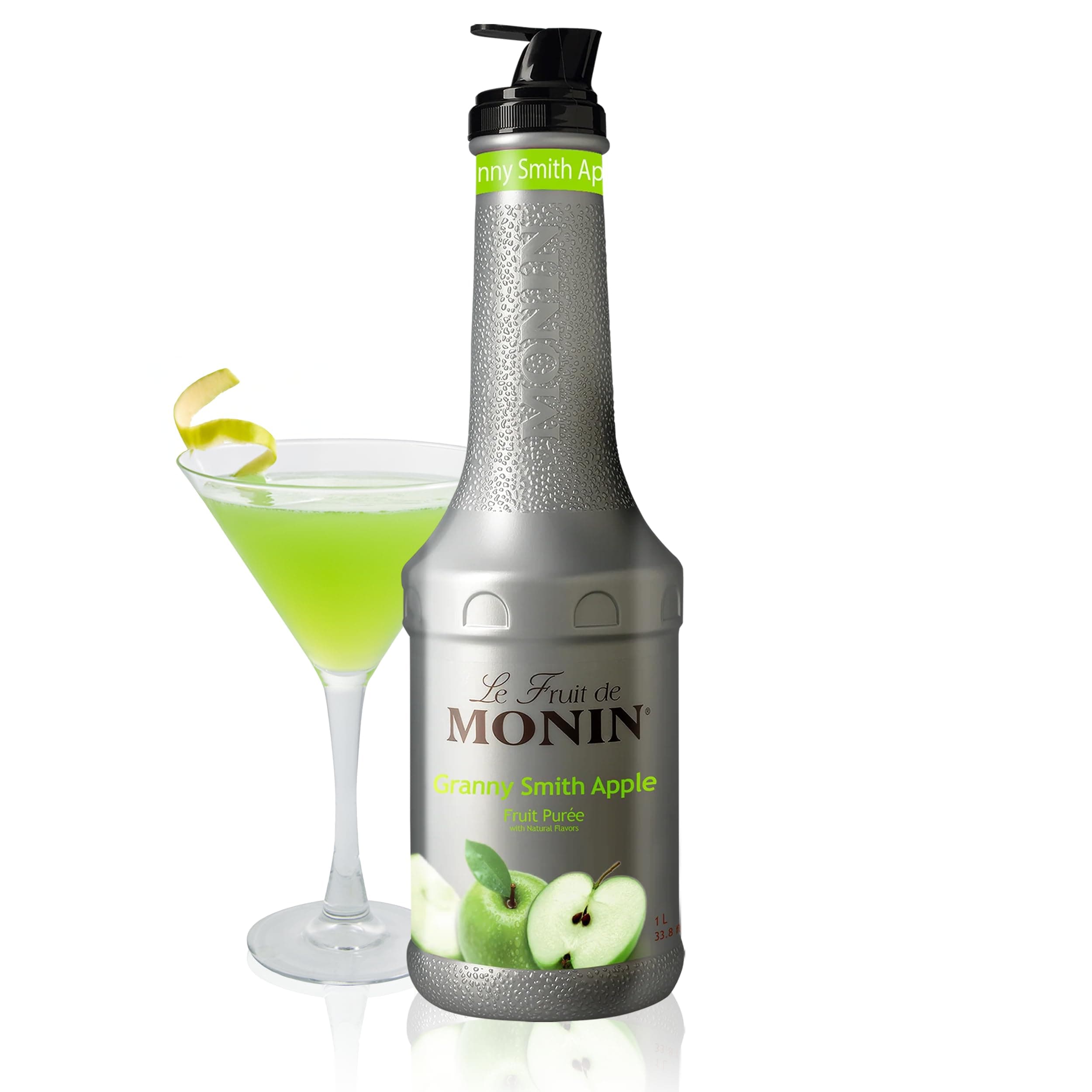 Monin - Granny Smith Apple Purée, Tart and Sweet, Great for Smoothies and Desserts, Gluten-Free, Non-GMO (1 Liter)