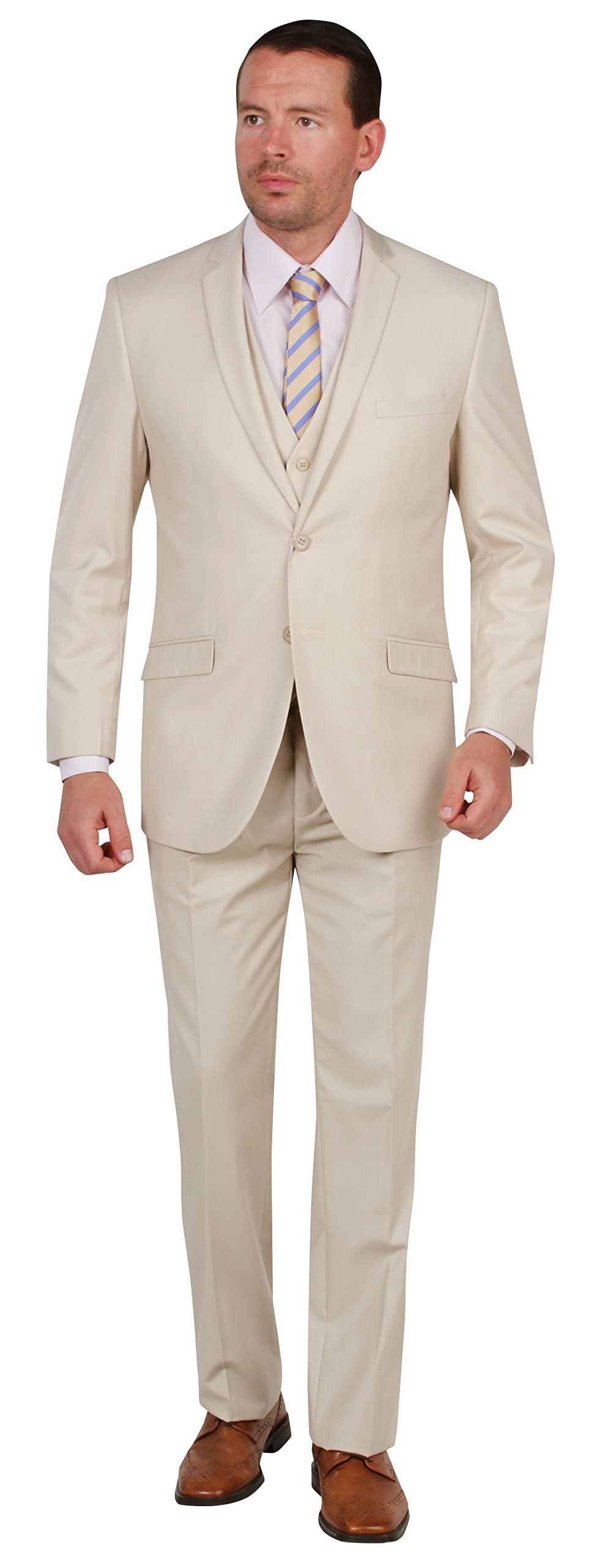 Tazio Mens Suit 2 Button 3 Piece Slim Fit