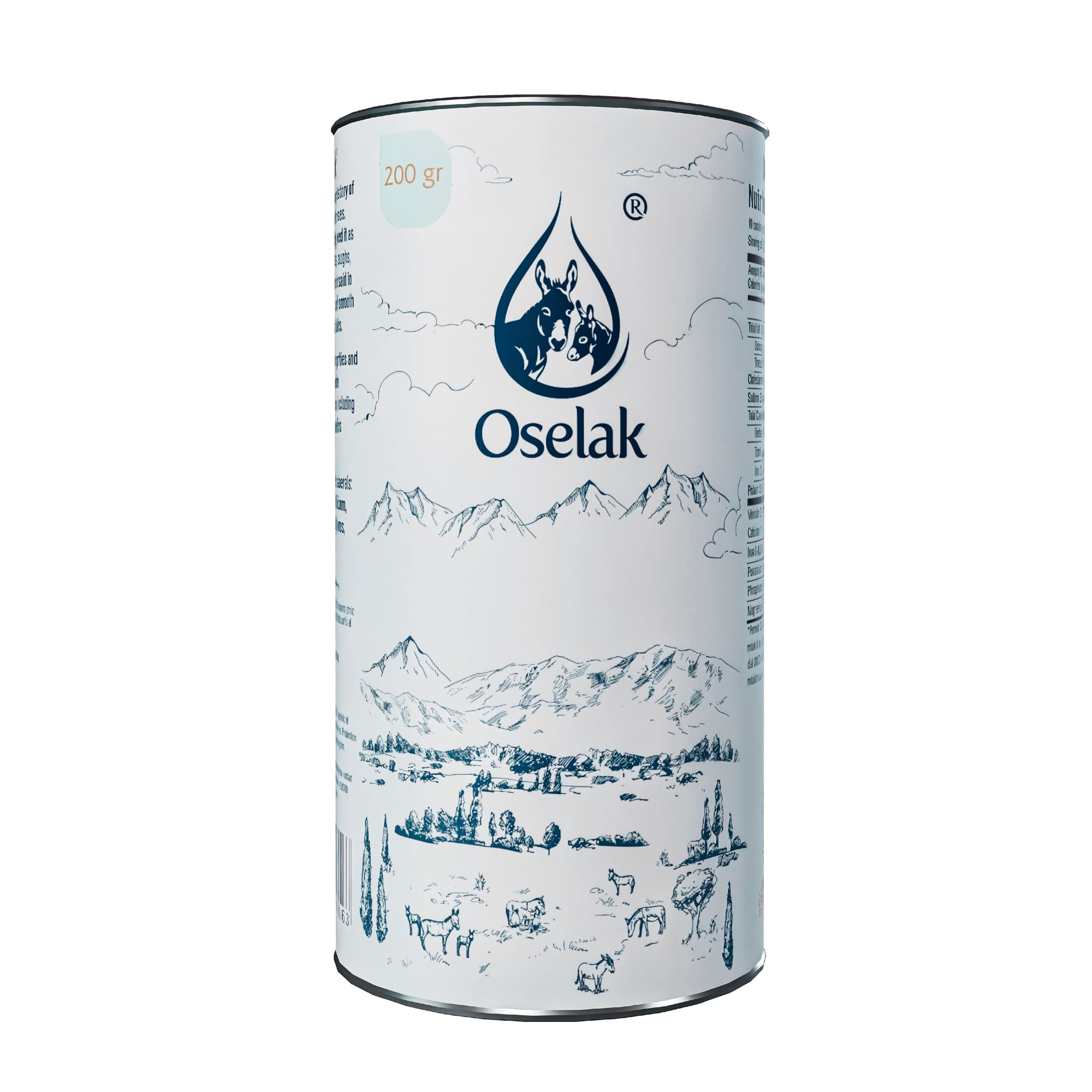 OSELAK Donkey Milk Powder 200g, Pure and 100% Natural, High in Calcium, Iron, and Vitamin D, Similar to Mother's milk, Rich in Whey protein, Vitamins and Minerals, Nothing added, Nothing removed