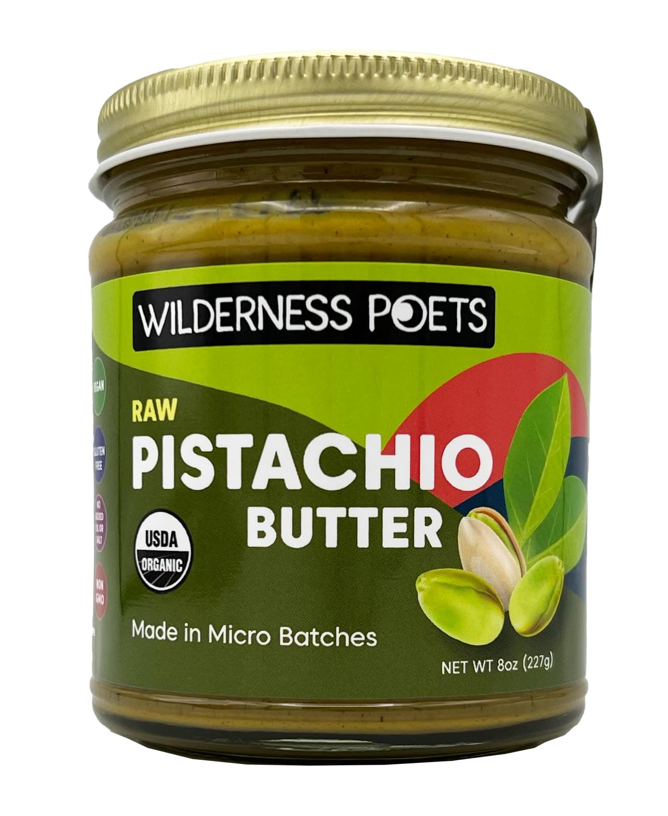 Wilderness Poets, Pistachio Butter - Organic, Raw, 100% Pistachio (8 Ounce)