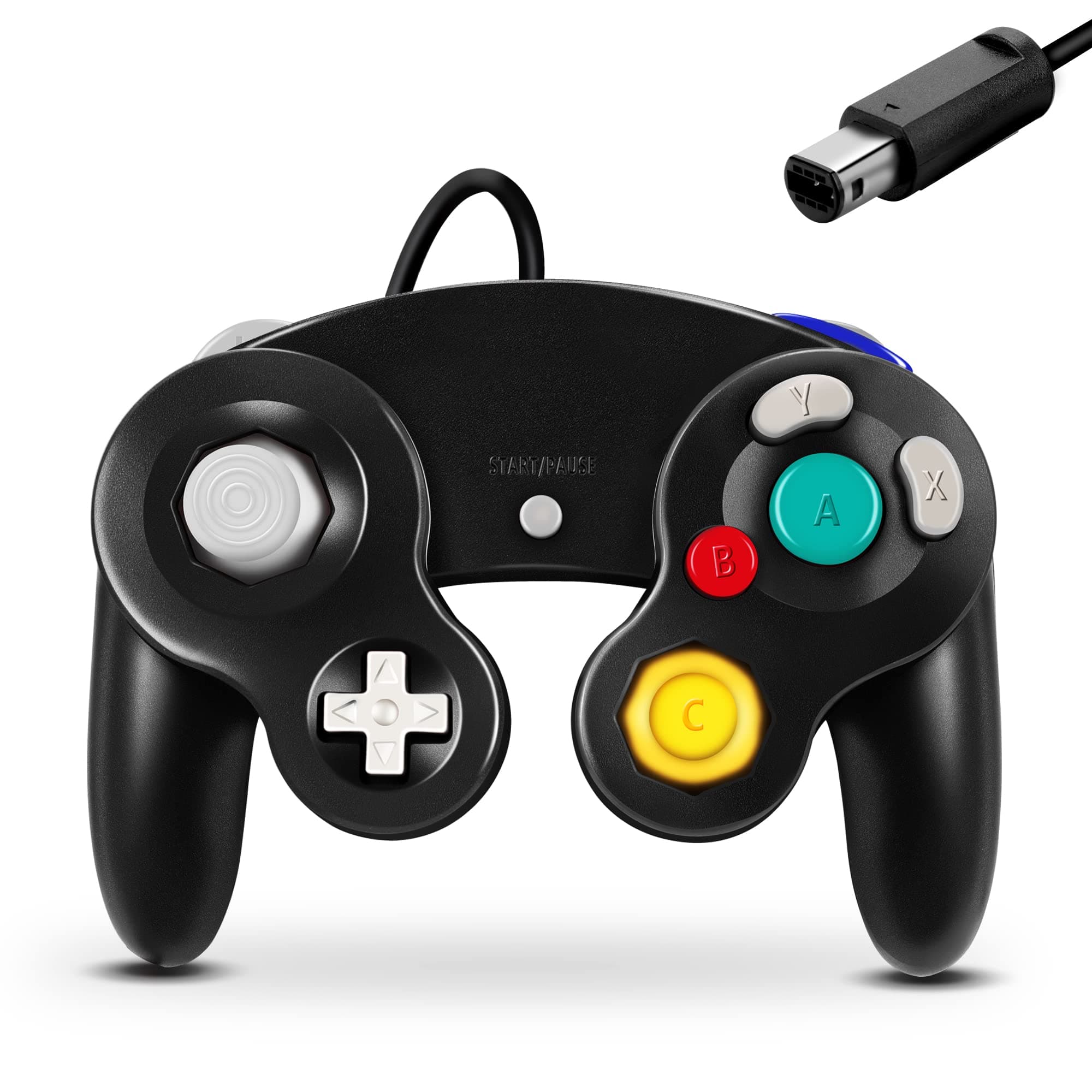 FIOTOK Gamecube Controller, Classic Wired Controller for Wii Nintendo Gamecube (Black)