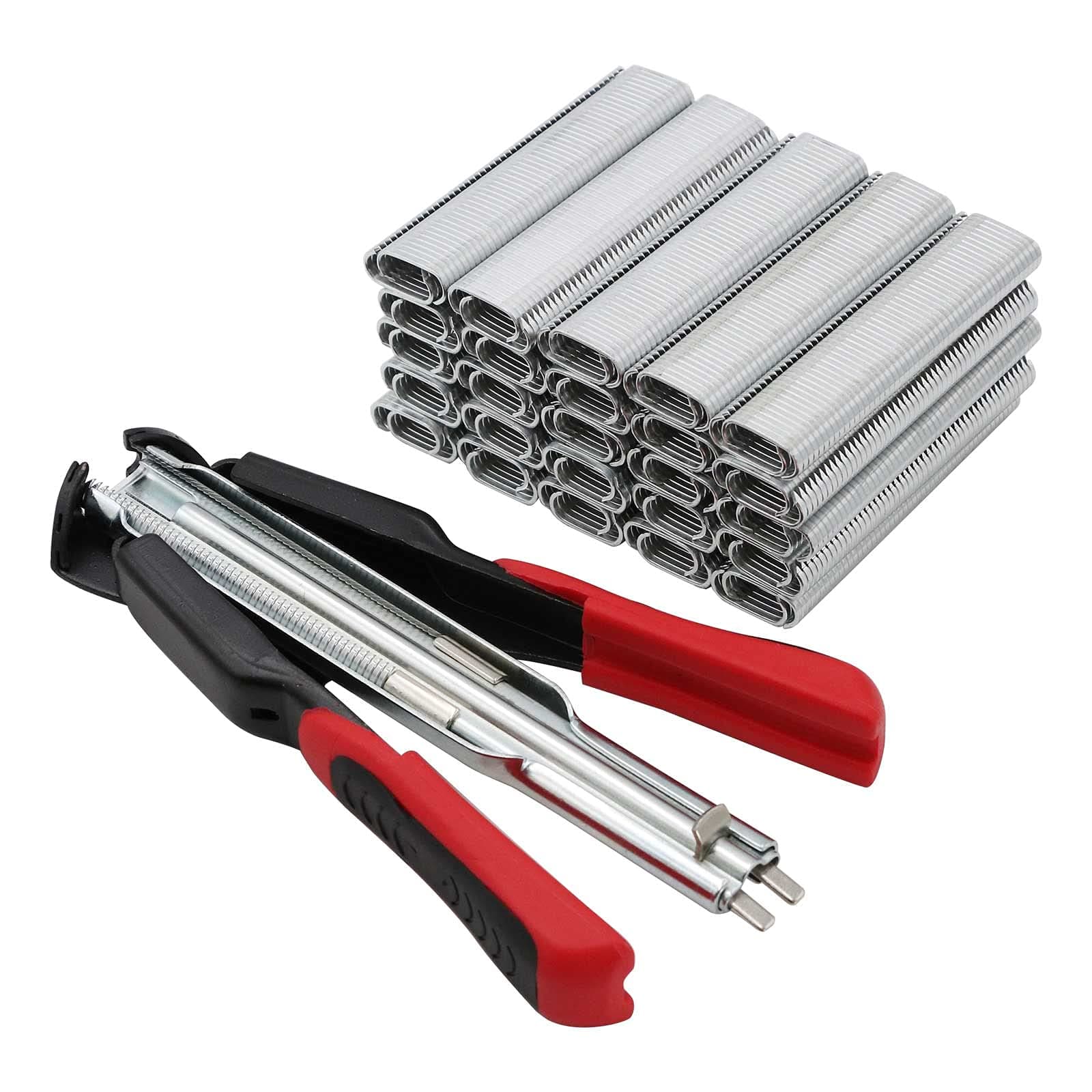 Spring Loaded Hog Ring Pliers Kit with 2500pcs Hog Rings Automatic Fencing Manual Pliers Fastening Clamp Installation Equipment Tool for Chicken Rabbit Pet cage Seal Bag Car Cushion