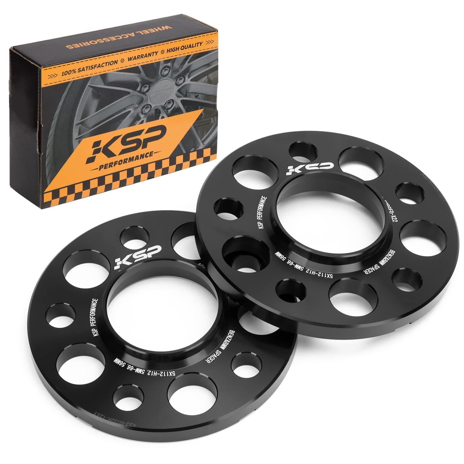 KSP 5x112 to 5x112 Wheel Spacers for Mercedes-Benz, 12mm Hubcentric Wheel Spacer for W204 W208 W209(Rear) W216(Rear) AMG, Forged 5 Lug Tuning Spacer with 66.56mm Hub Bore, 6061T6 Aluminum Black 2PC