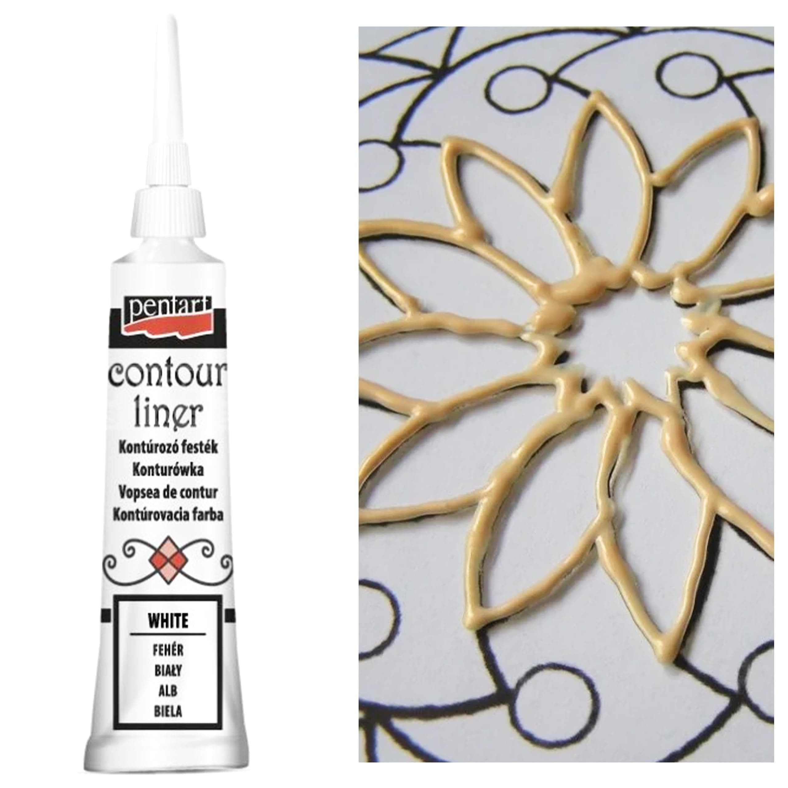 Pentart Glass Colors Contour Liner 20 ml, White