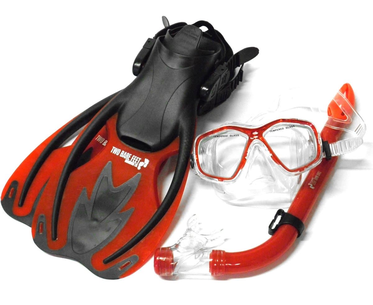 TBF Combo 3 Piece KIDS Set - Mask + Fins + Snorkel Set - Two Bare Feet