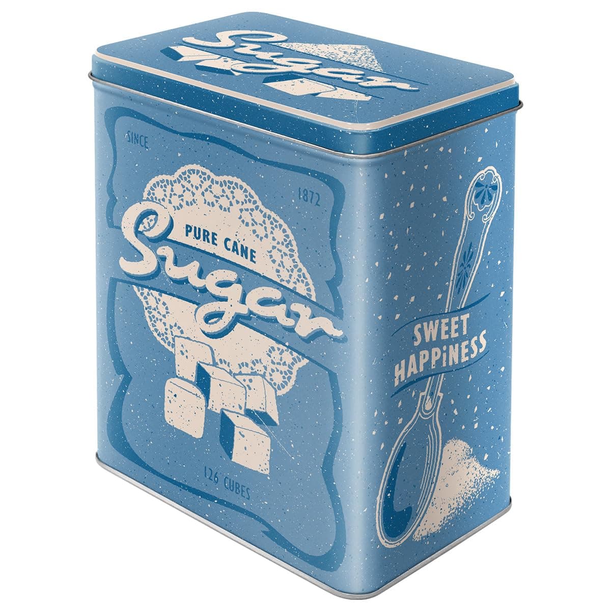 Retro Storage Jar L 3 Litre Sugar - Gift Idea for Kitchen Large Tin Tin Vintage Design
