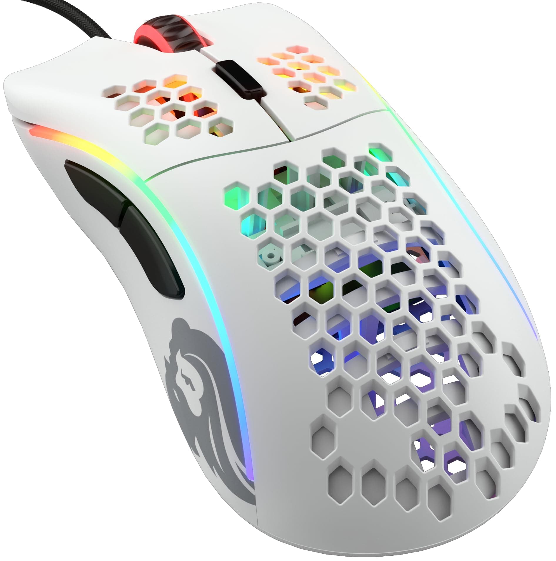 Glorious White Gaming Mouse - Glorious Model D Gaming Mouse Honeycomb - Ultralight RGB Mouse - PC Mouse - 68 g - Matte White Mouse