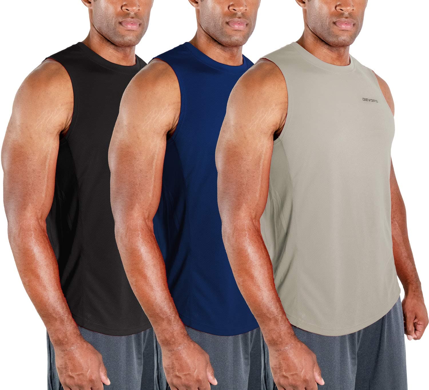 3 Pack Sleeveless Men's Muscle Shirts Dry Fit Tank Top