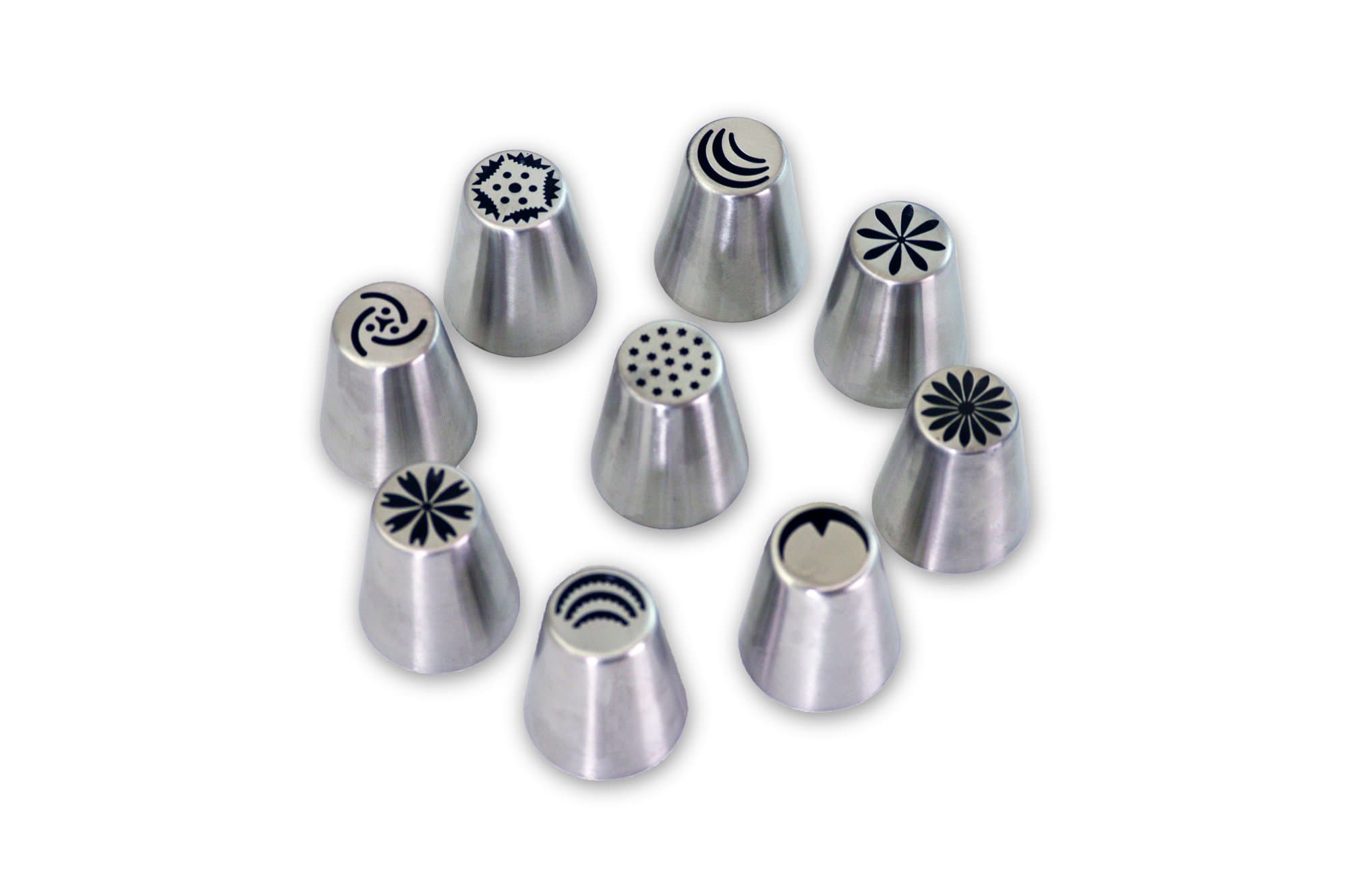 New Russian Piping Tips - Piping Nozzles Cake Decorating - Flower Icing Tips – 9 Piece Set – Large Size – By Anmig Kitchen