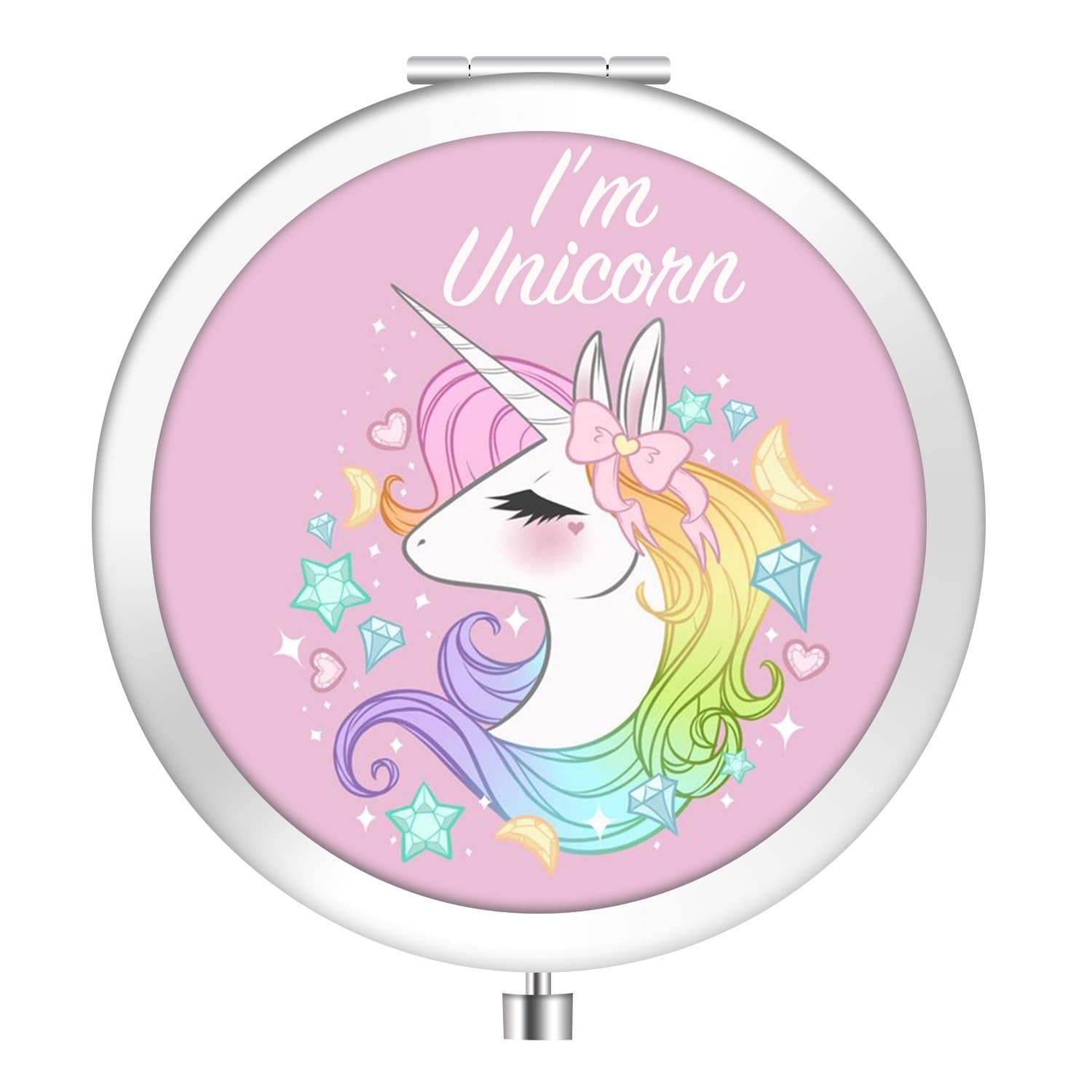 Sudopo Cloudy Come CoN JL JIA LE Compact Purse Mirror, Cute Unicorn Pattern Design ravel Mirror, Mini Makeup Mirror Romantic Gifts for Women and Girl(Unicorn5)